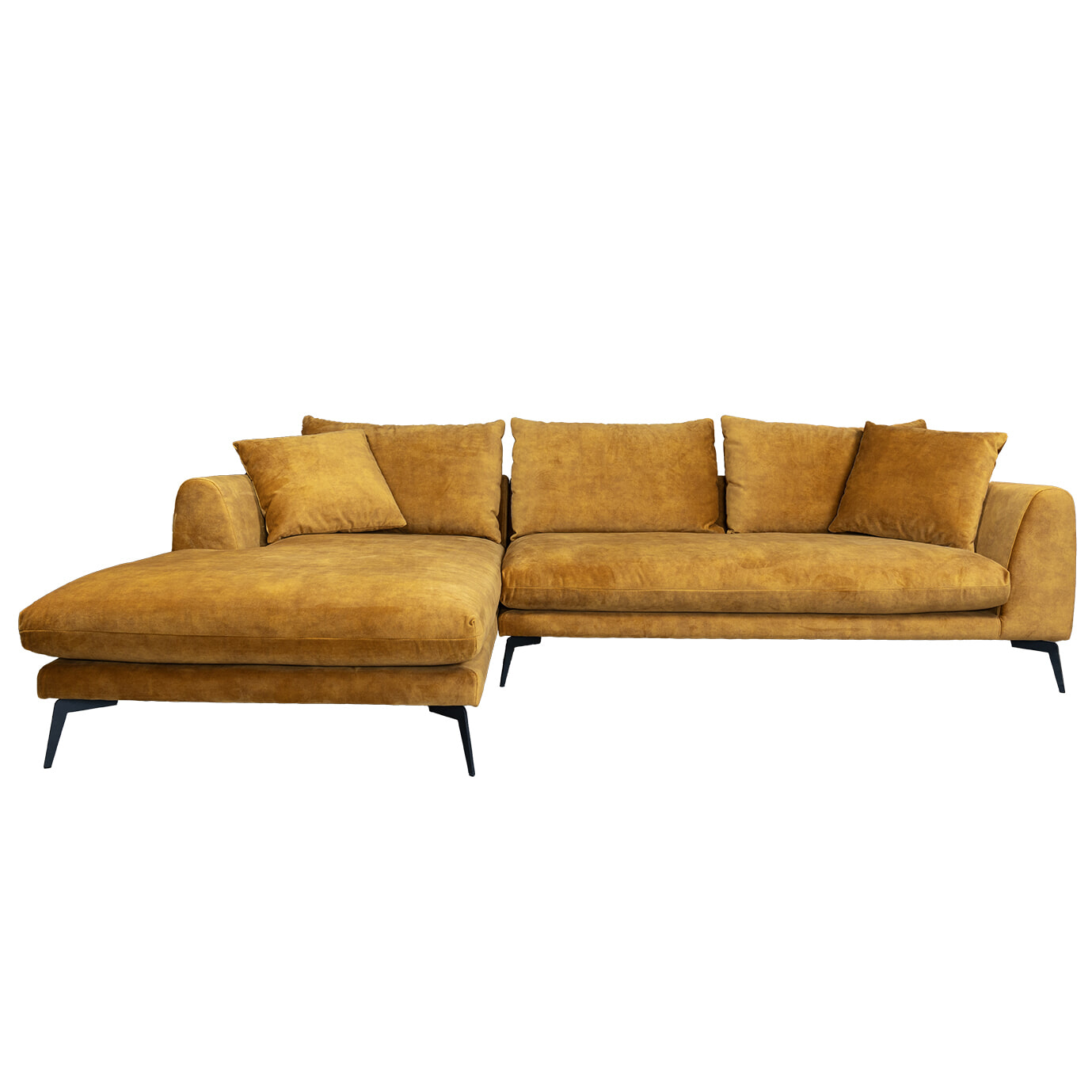 Tower Living 2,5-zits Loungebank 'Nottingham' Velvet, Links, kleur Mosterdgeel