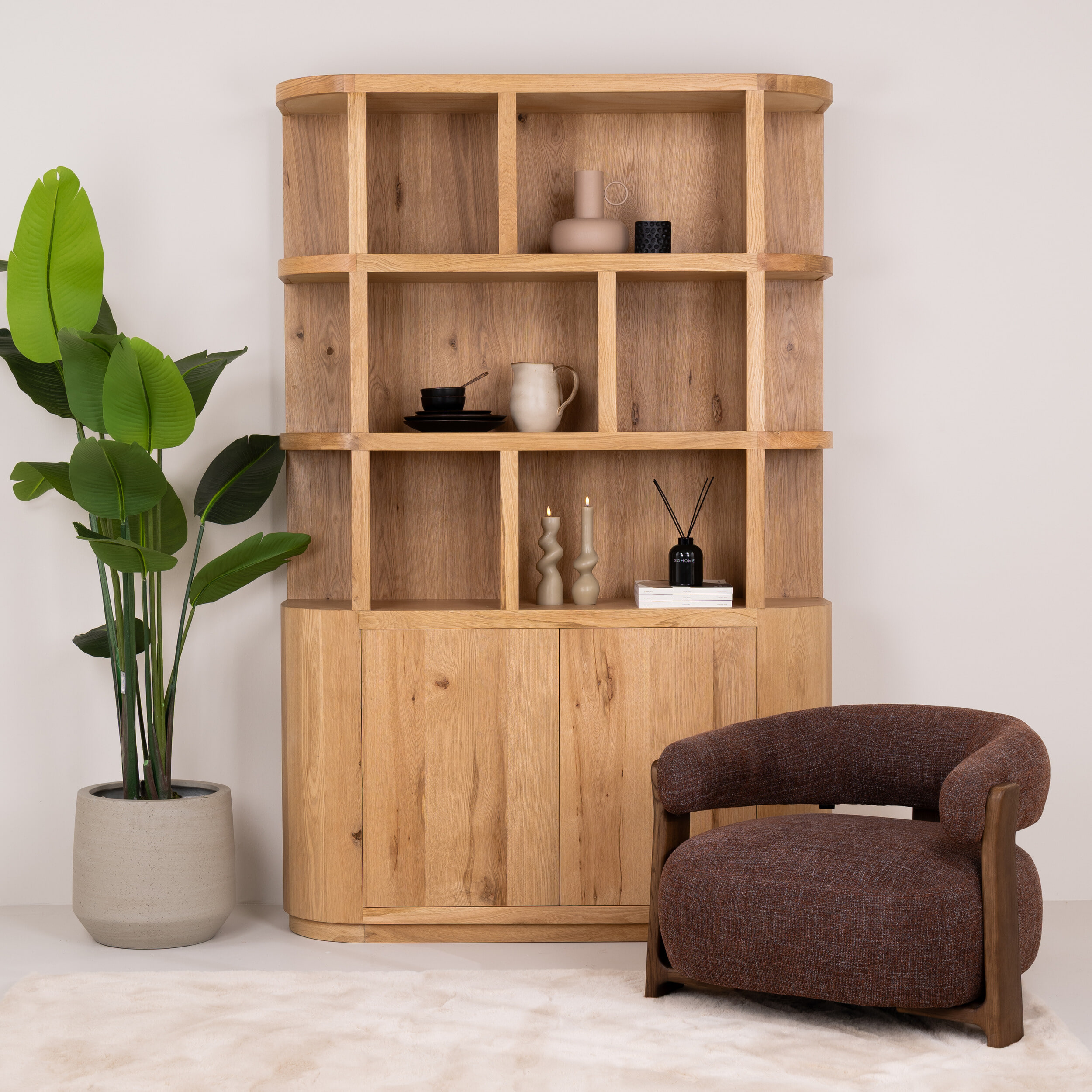 Livingfurn Boekenkast 'Novero' Eiken, 220 x 145cm