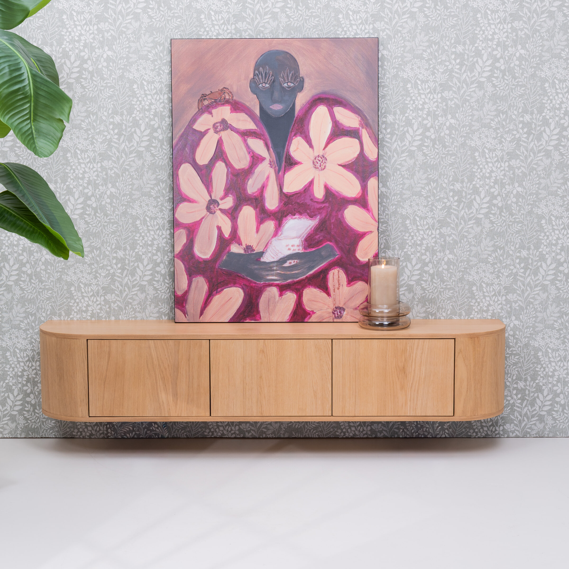 Livingfurn Zwevend TV-meubel 'Novero' Eiken, kleur Naturel