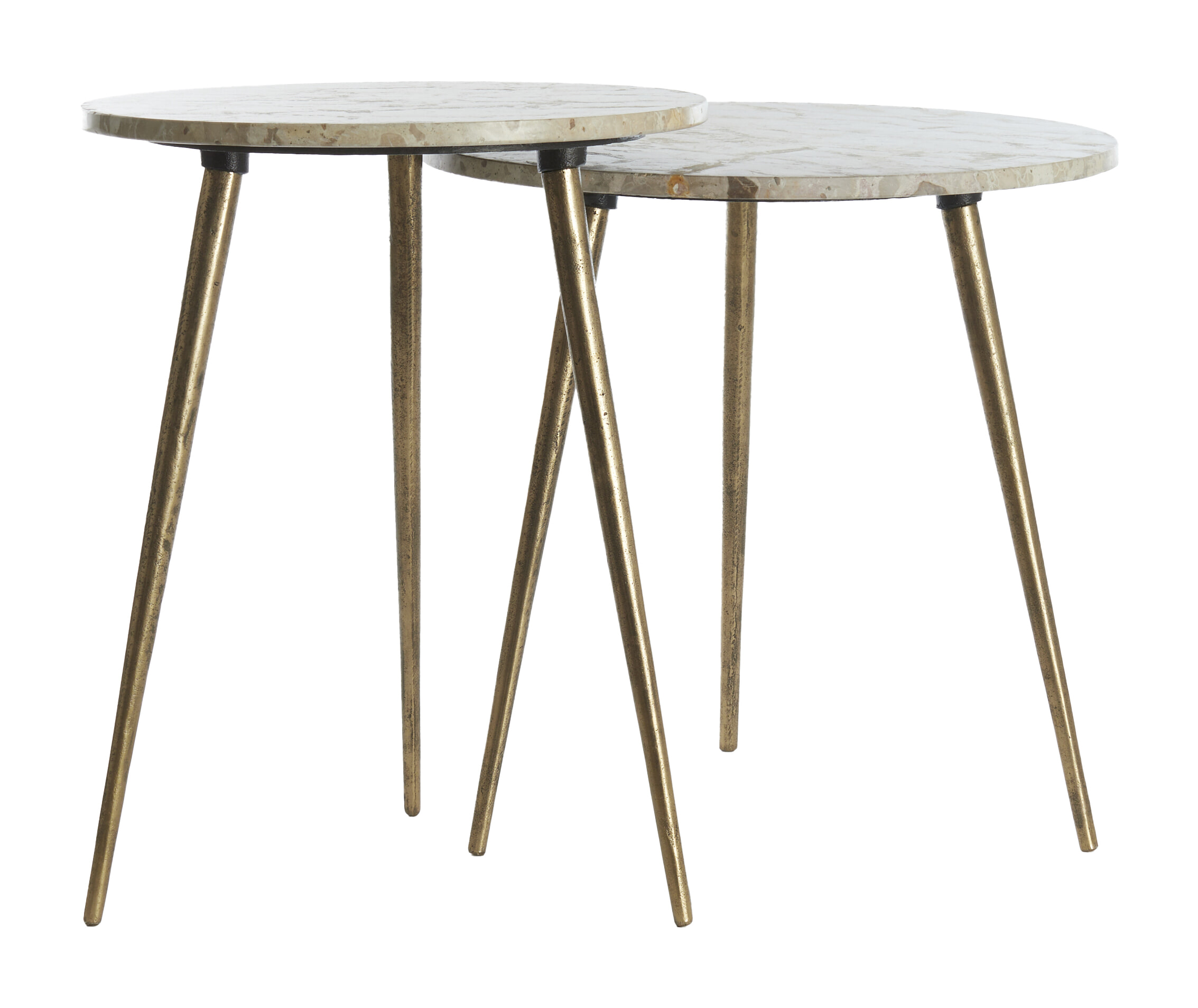 Light & Living Ronde Bijzettafel 'Zeca' Marmer, Set van 2 stuks