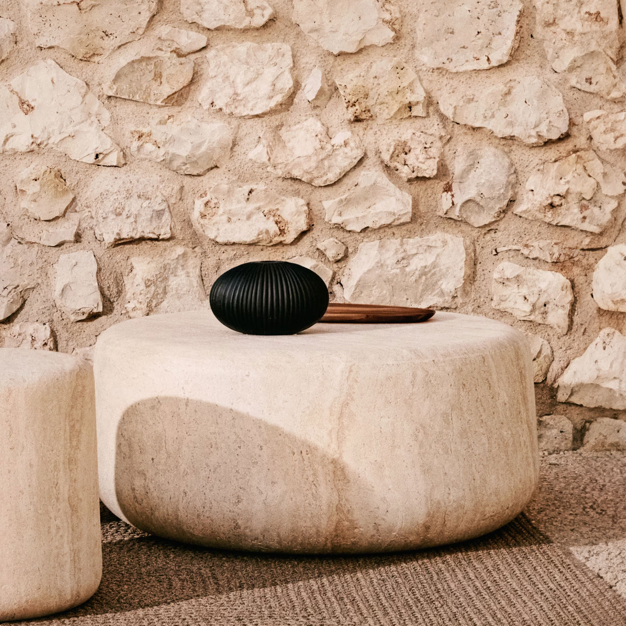 Kave Home Ronde Salontafel Drasi Travertinlook, 90cm - Beige