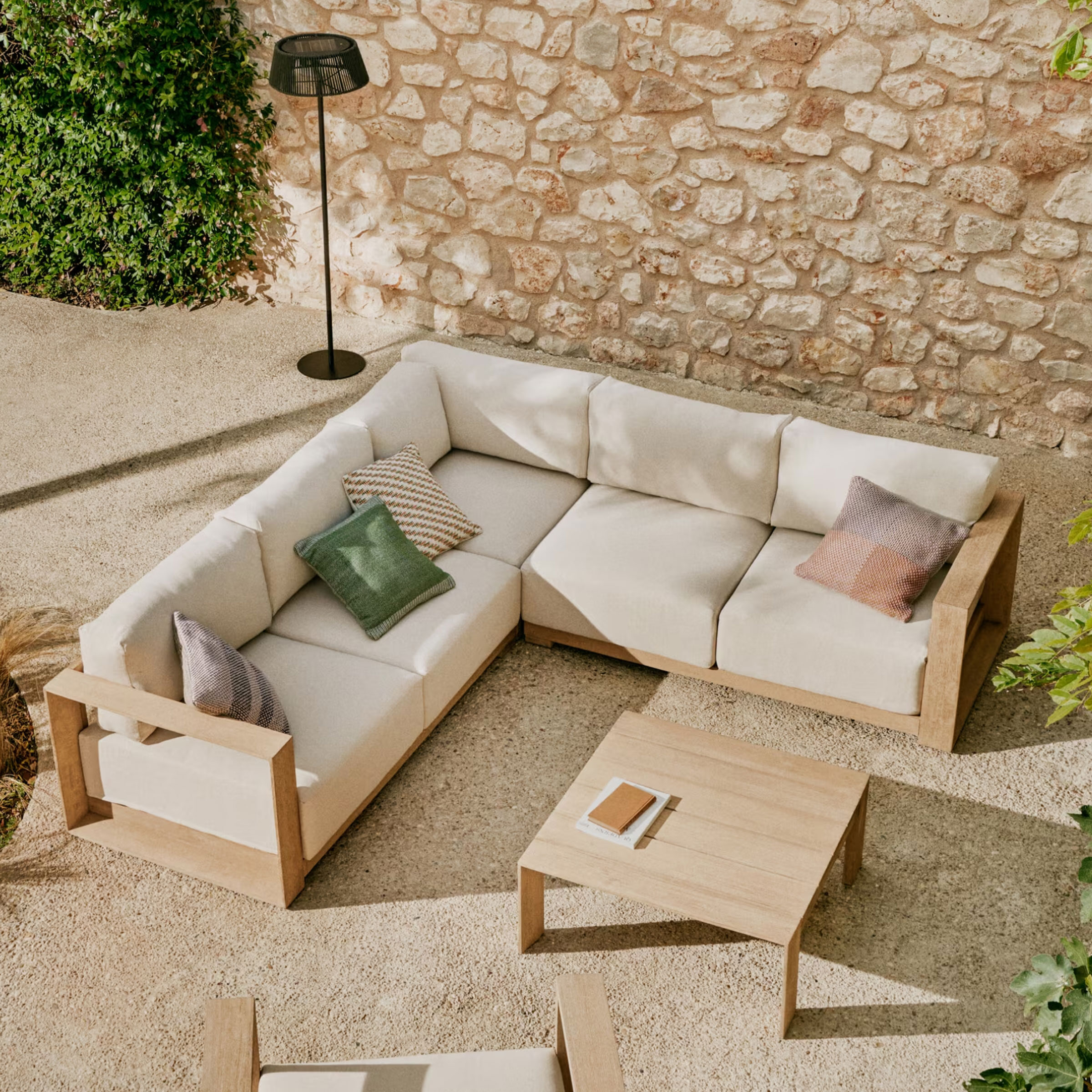 Kave Home 5-zits Loungebank Ambra Acaciahout - Beige