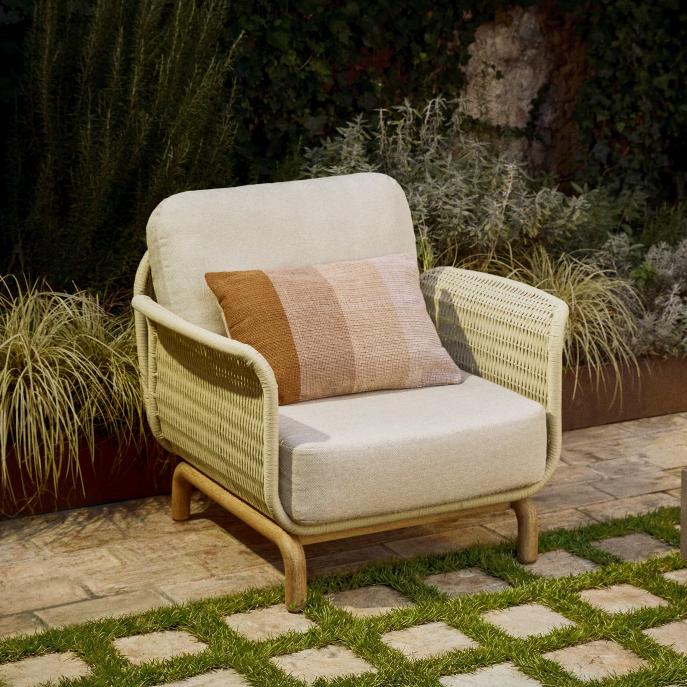 Kave Home Loungestoel 'Alipa' Acaciahout en touw