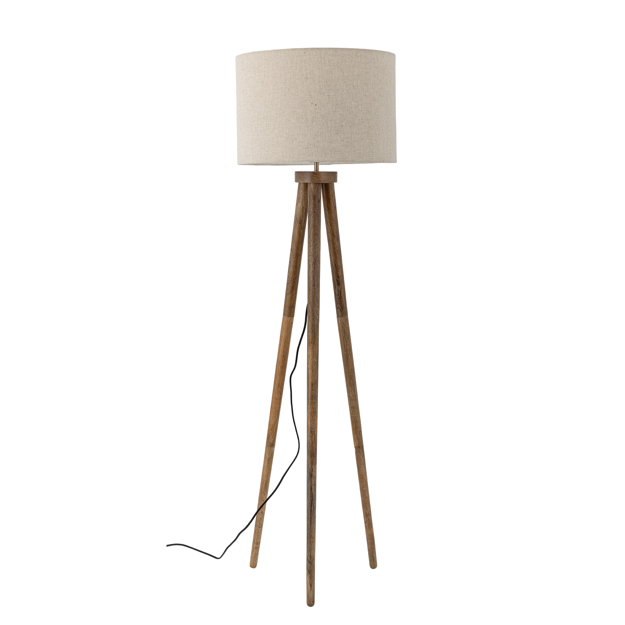 Bloomingville Vloerlamp Etienne Linnen en mangohout, 156cm hoog - Bruin