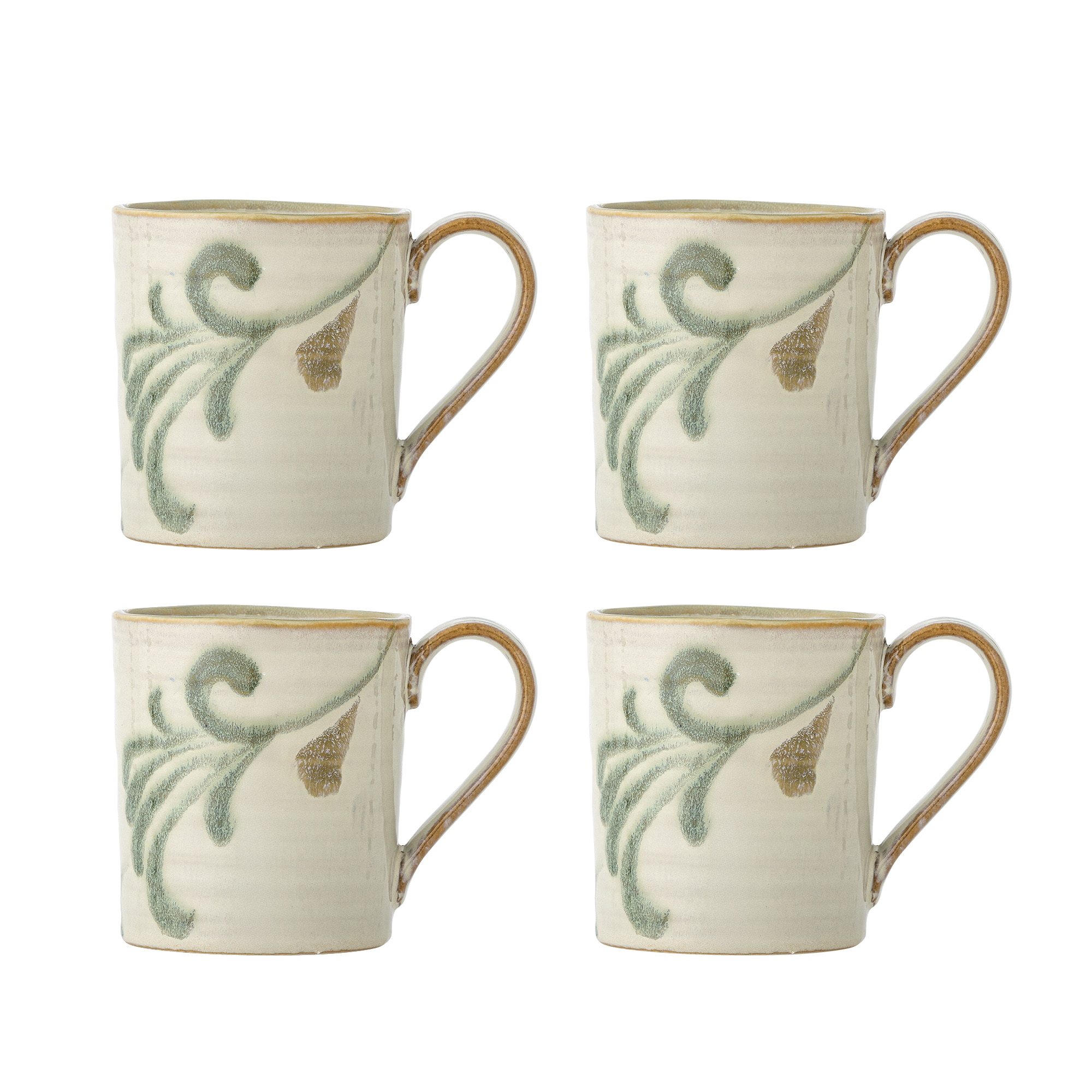 Bloomingville Mok Bethany Set van 4 stuks - Beige/Groen