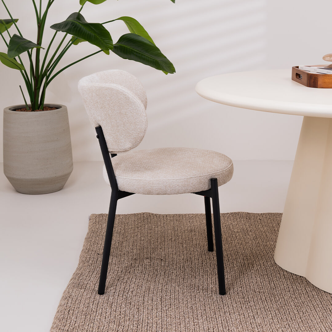 By-Boo Eetkamerstoel 'Oasis' Chenille, kleur Beige