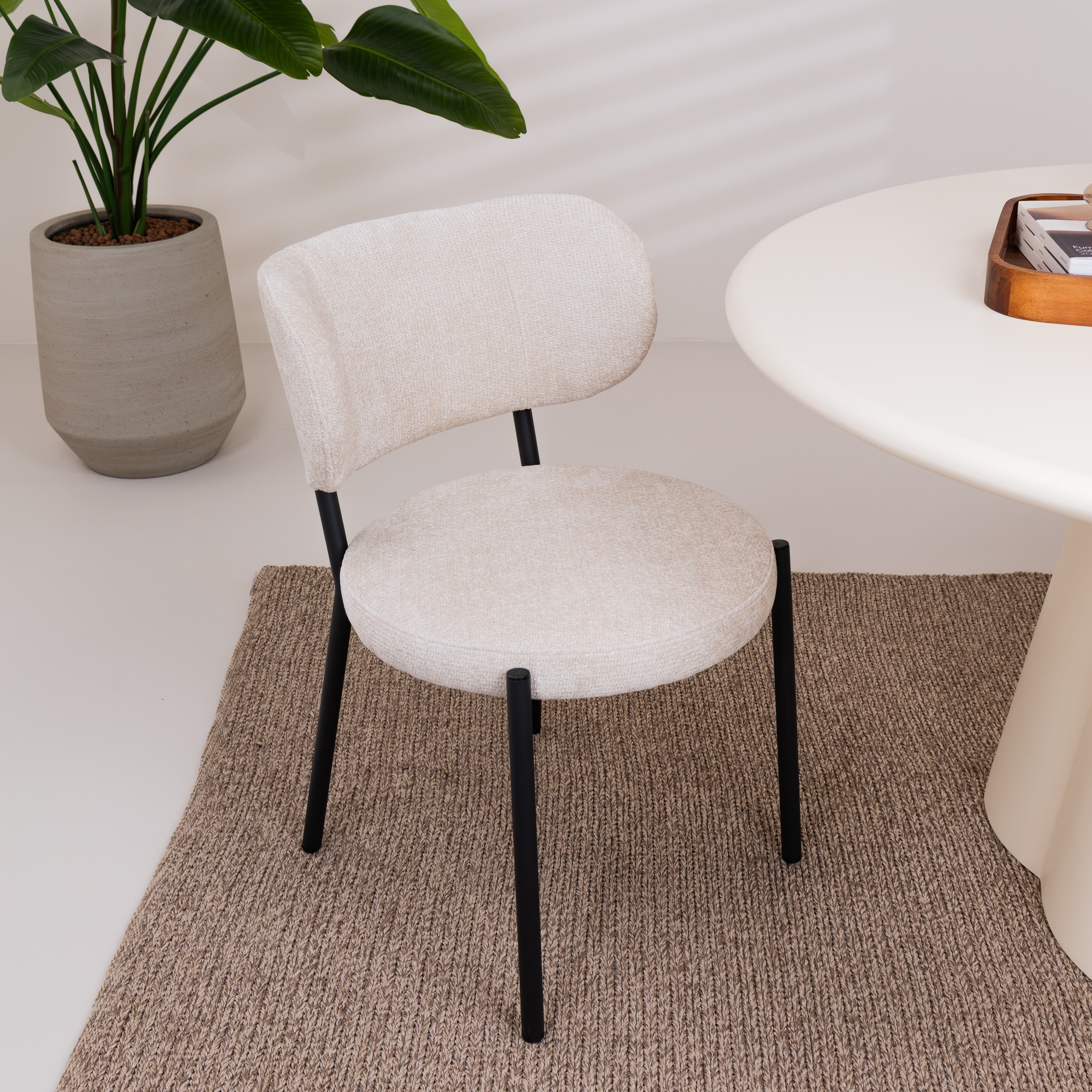 By-Boo Eetkamerstoel 'Oasis' Chenille, kleur Beige