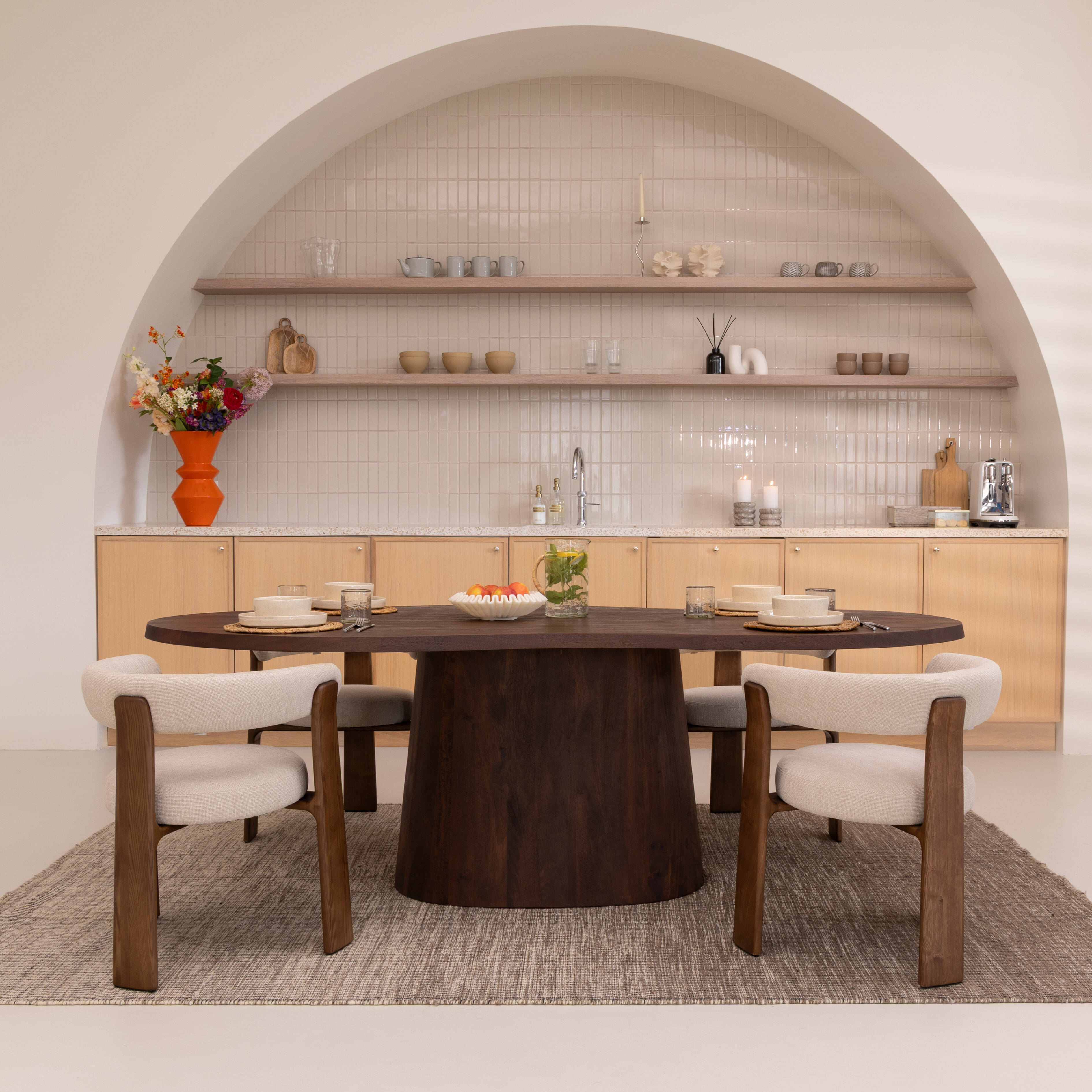 Richmond Organische Eettafel Odile Mangohout, 230 x 110cm - Donkerbruin - Japandi