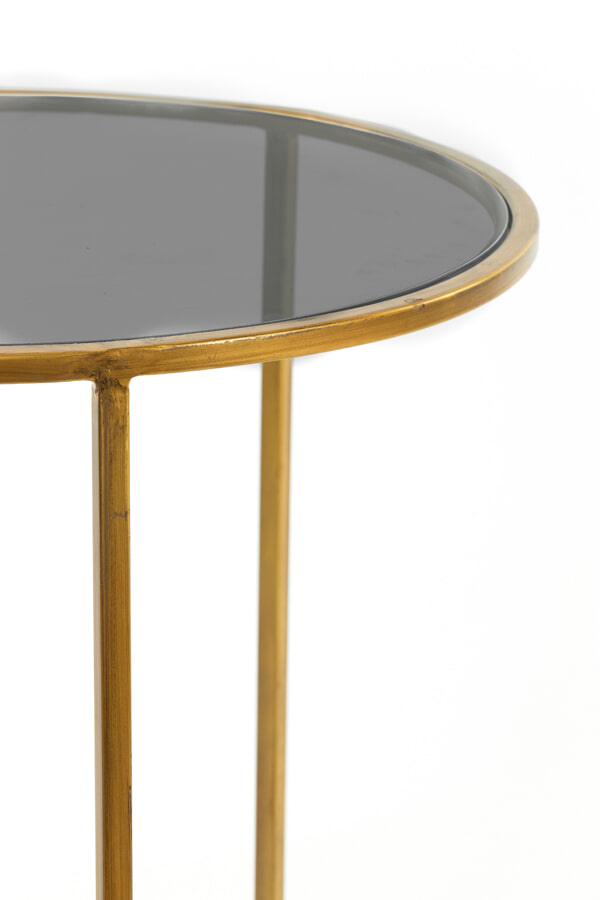 Light & Living Bijzettafel 'Duarte' Set van 2 stuks, glas smoke-goud