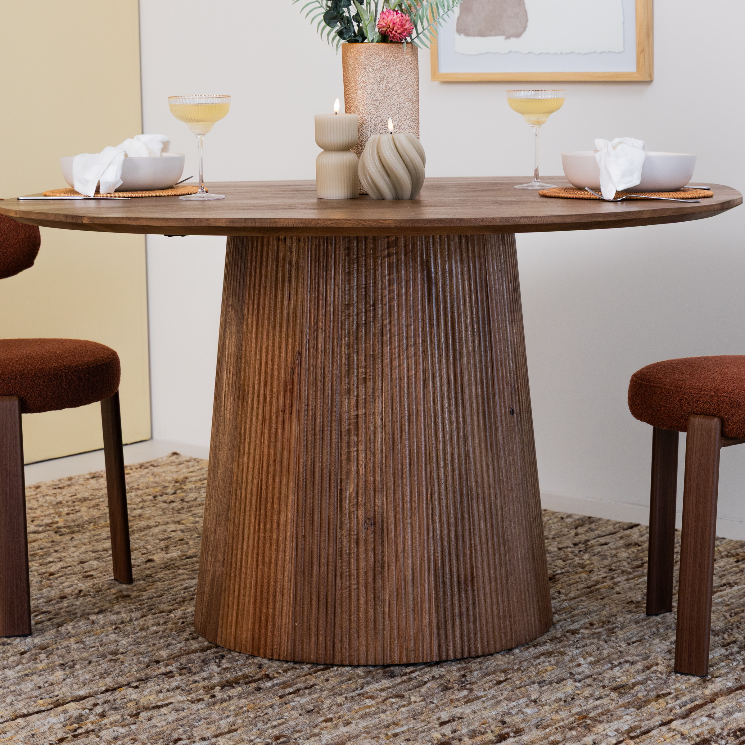 Sohome Ronde Eettafel 'Olav' Mangohout, 130cm, kleur Bruin