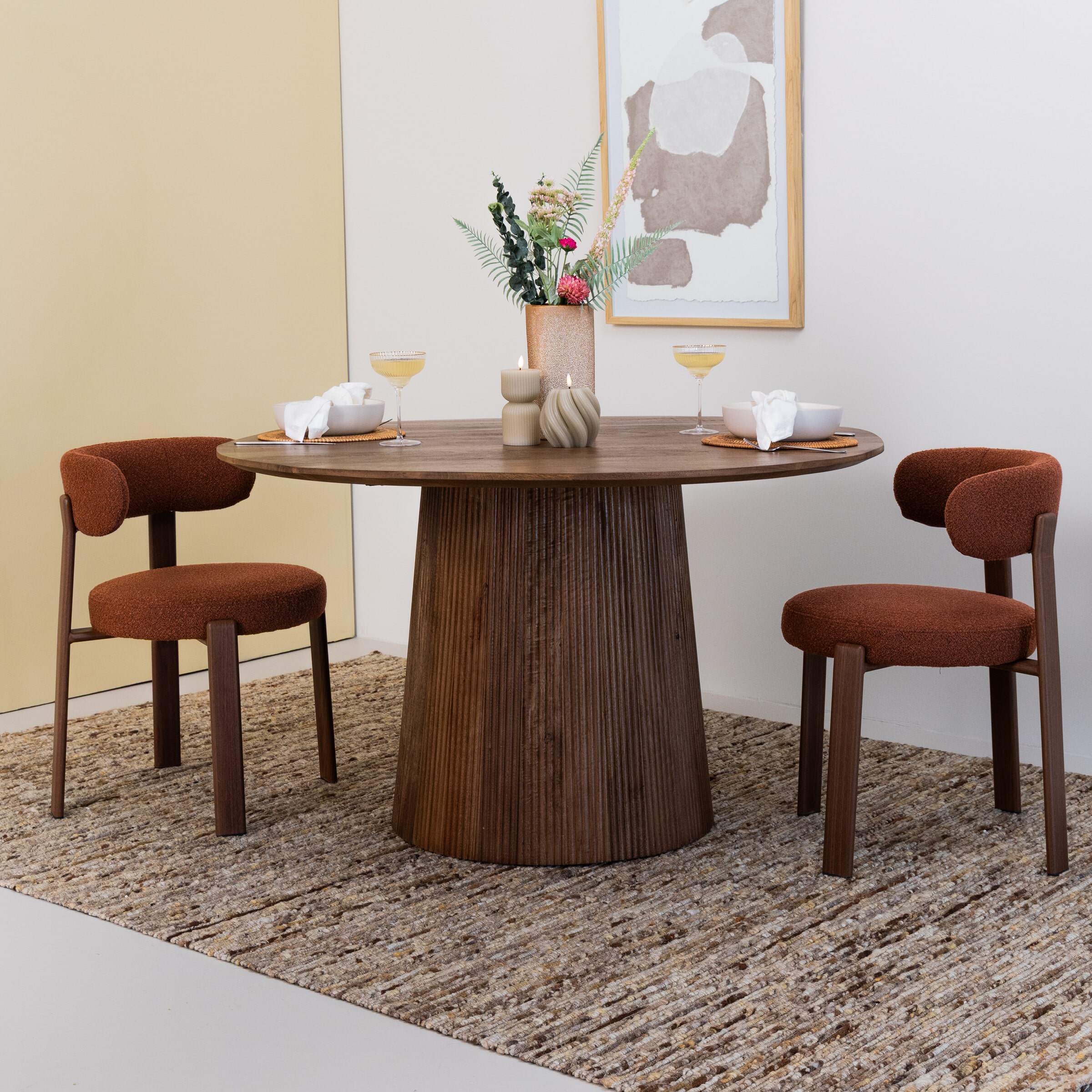 Sohome Ronde Eettafel 'Olav' Mangohout, 130cm, kleur Bruin