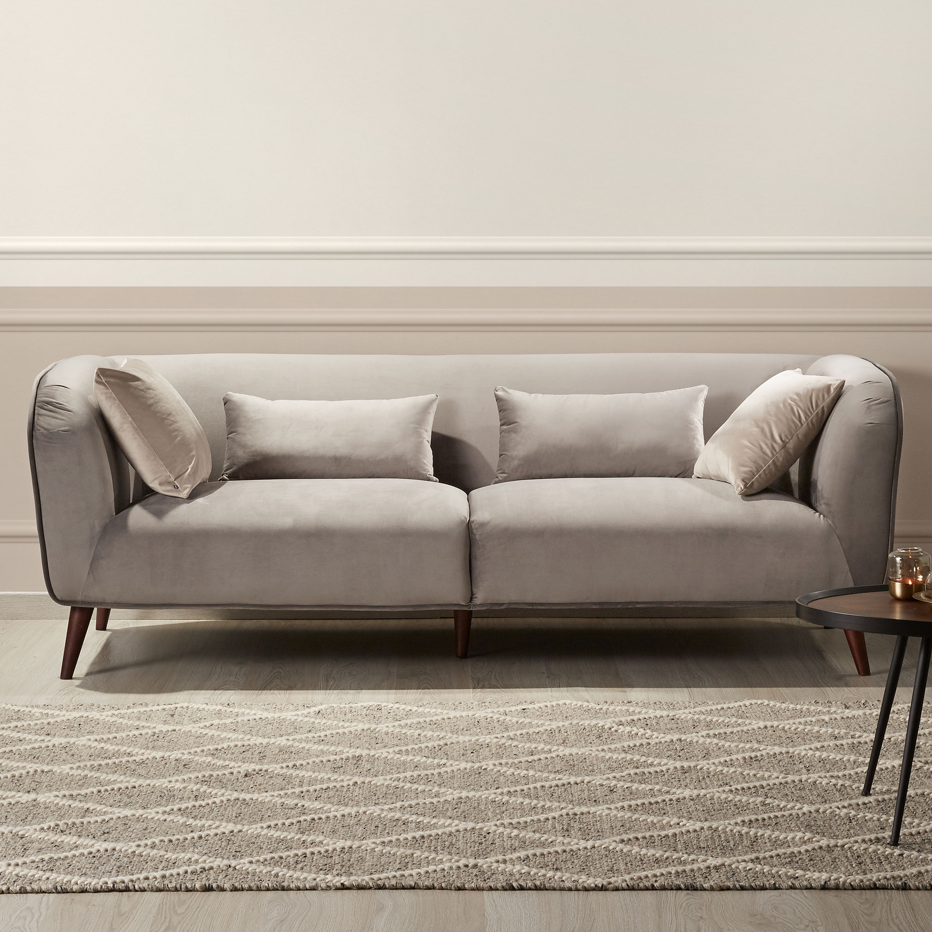 Kave Home 3-zits Bank 'Olost' Fluweel, kleur Grijs Kave Home 3-zits Bank 'Olost' Fluweel, kleur Grijs