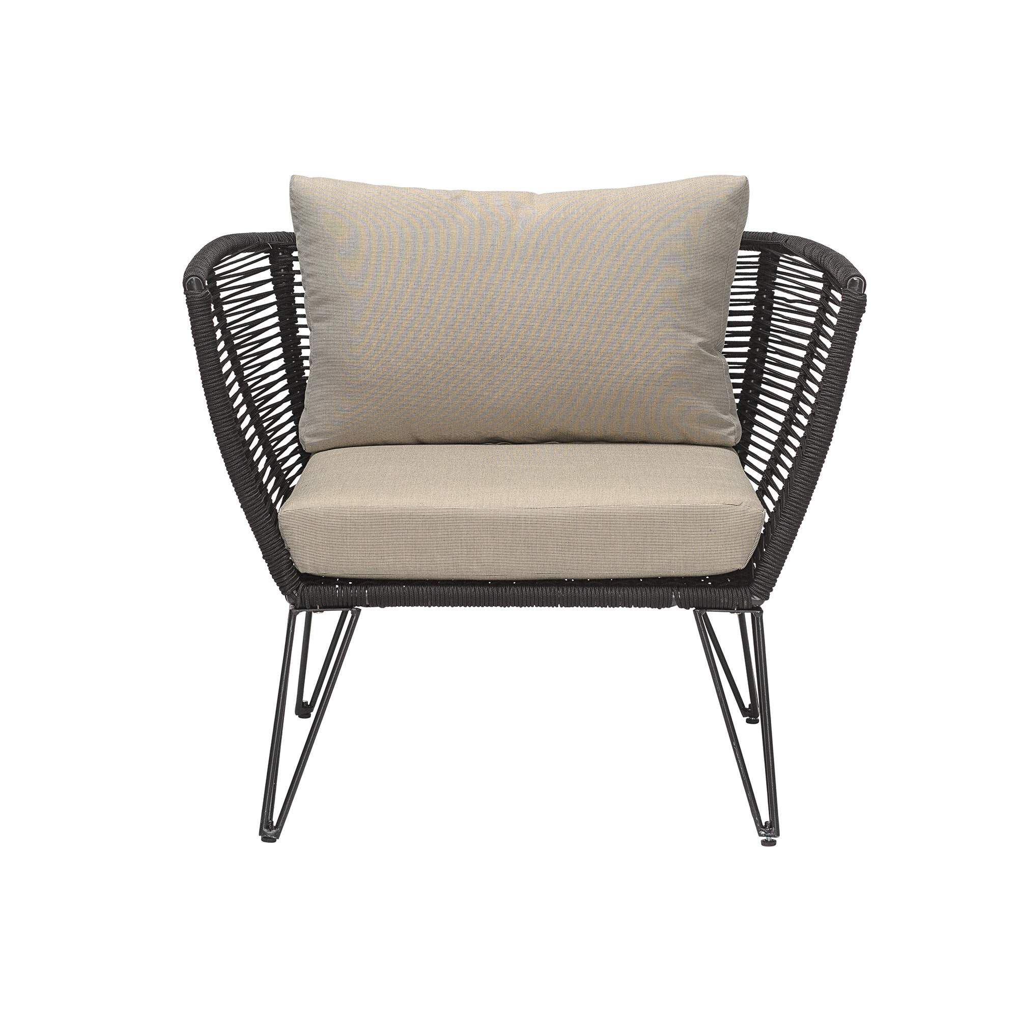 Bloomingville Outdoor Fauteuil Mundo Metaal en touw - Zwart