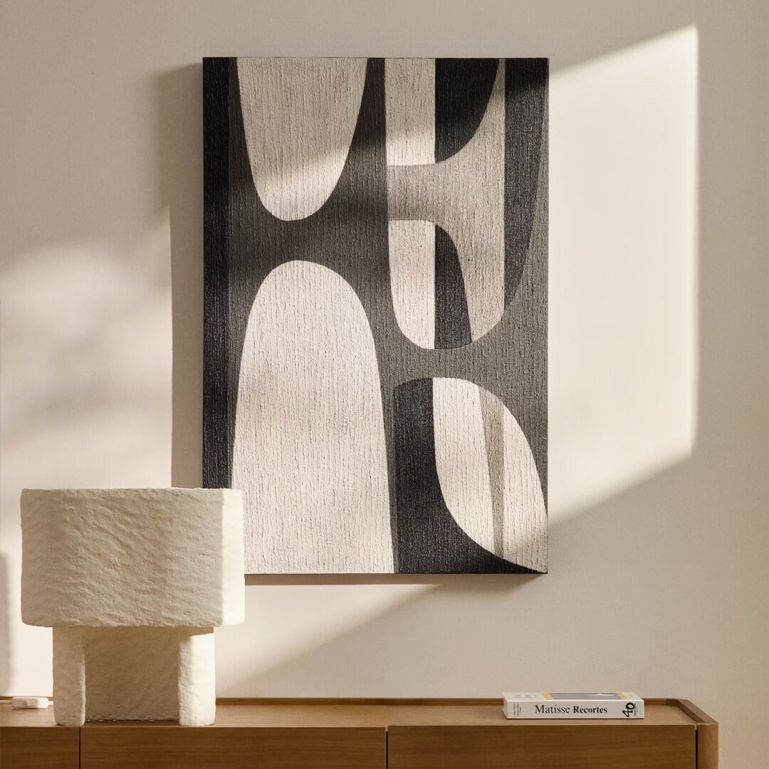 Kave Home Schilderij Onure 90 x 60cm - Zwart