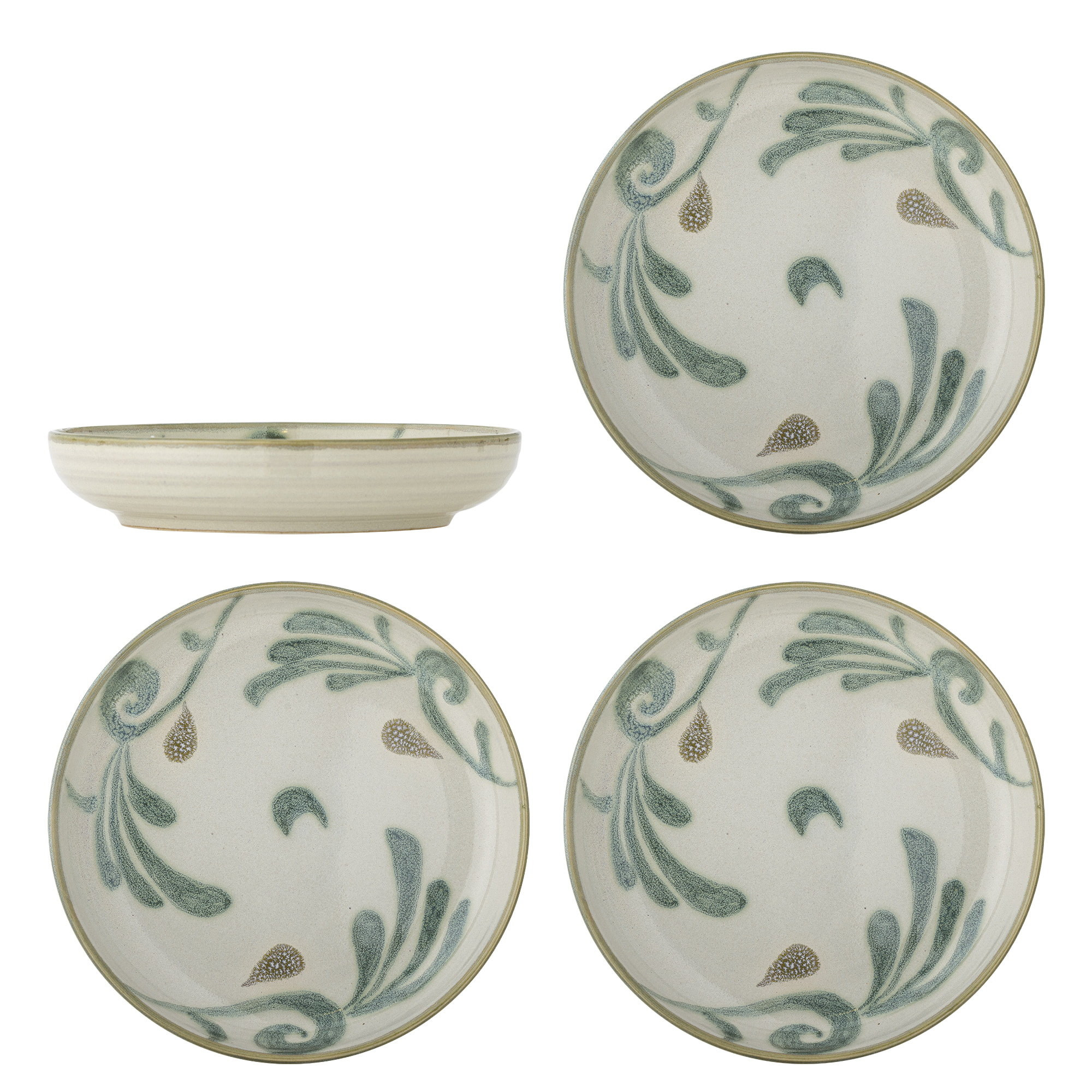 Bloomingville Bord Bethany Set van 4 stuks, 20cm - Beige/Groen