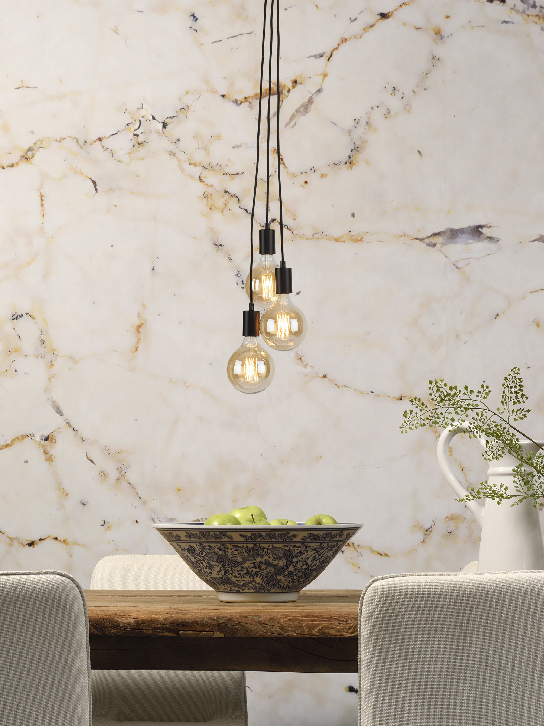 its about RoMi Hanglamp 'Oslo' 3-lamps, kleur Zwart