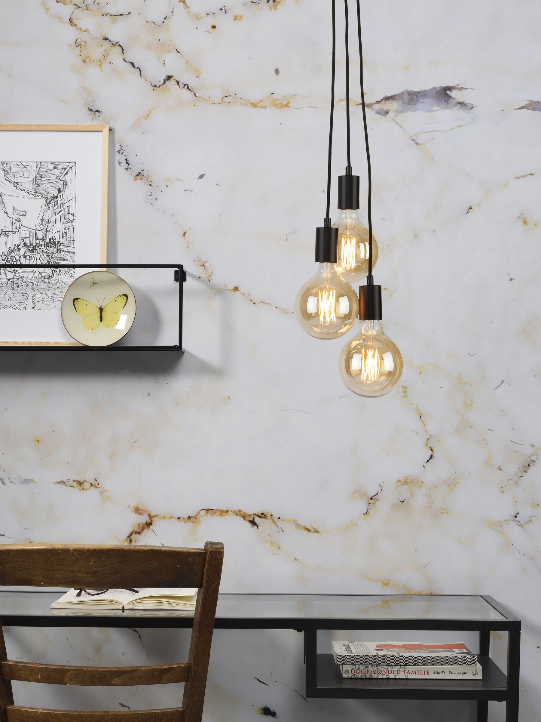its about RoMi Hanglamp 'Oslo' 3-lamps, kleur Zwart