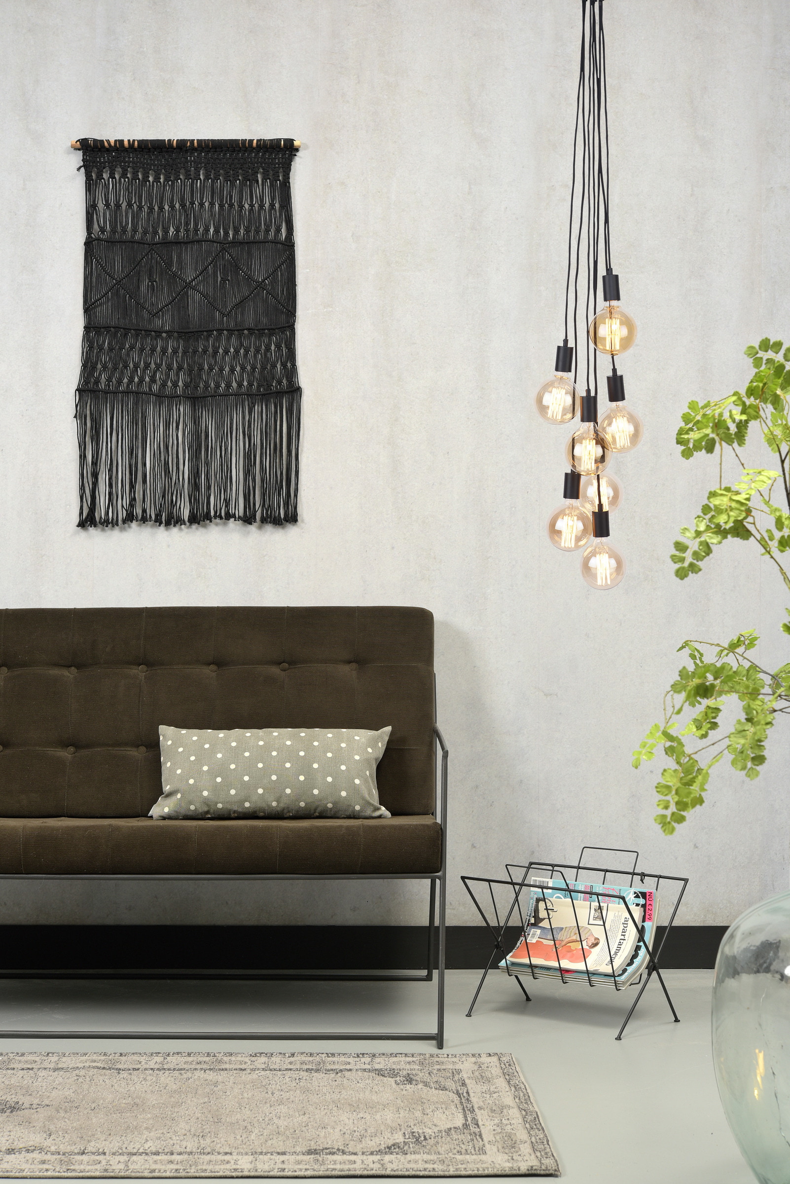 its about RoMi Hanglamp 'Oslo' 7-lamps, kleur Zwart