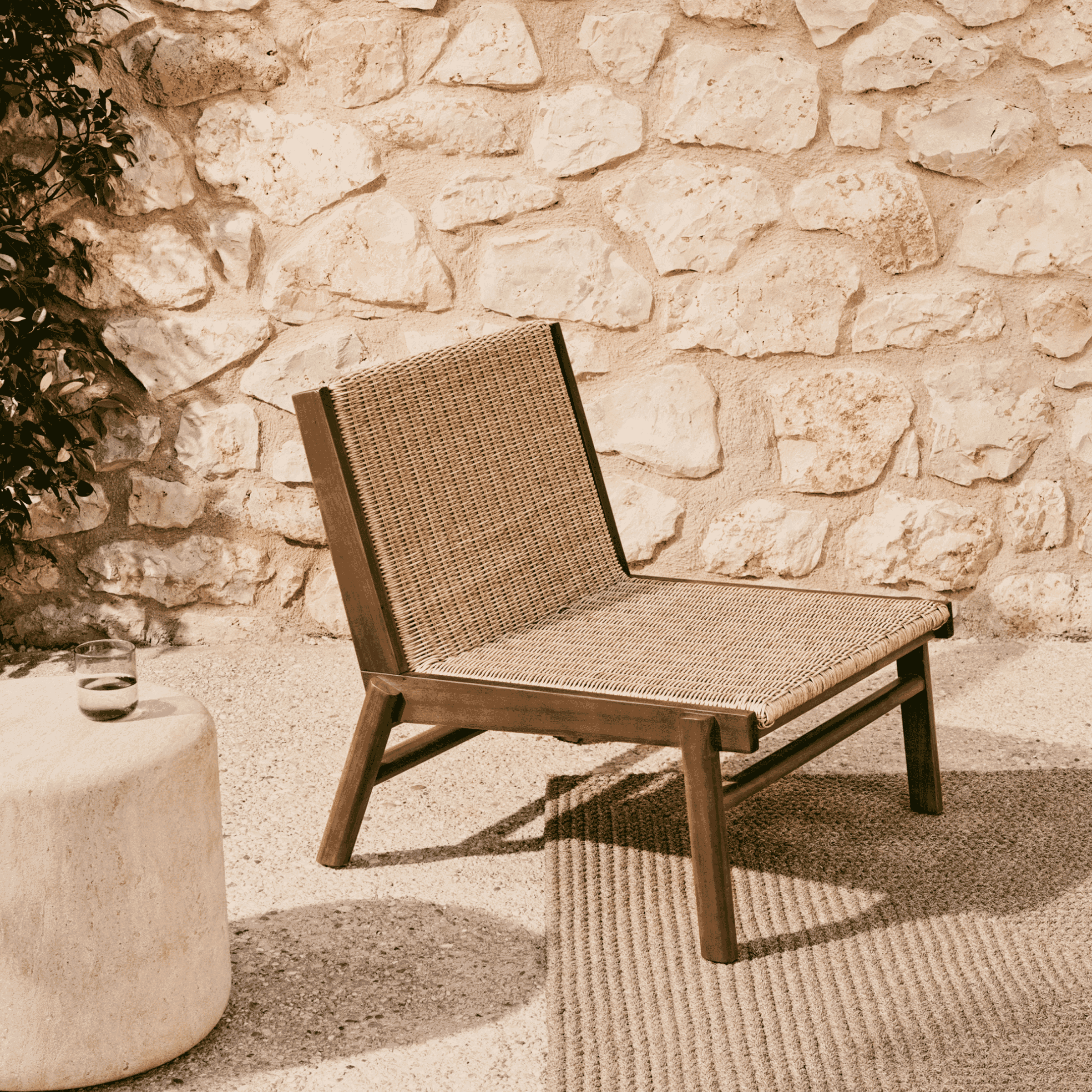 Kave Home Outdoor Fauteuil 'Itani' Acaciahout en rattan