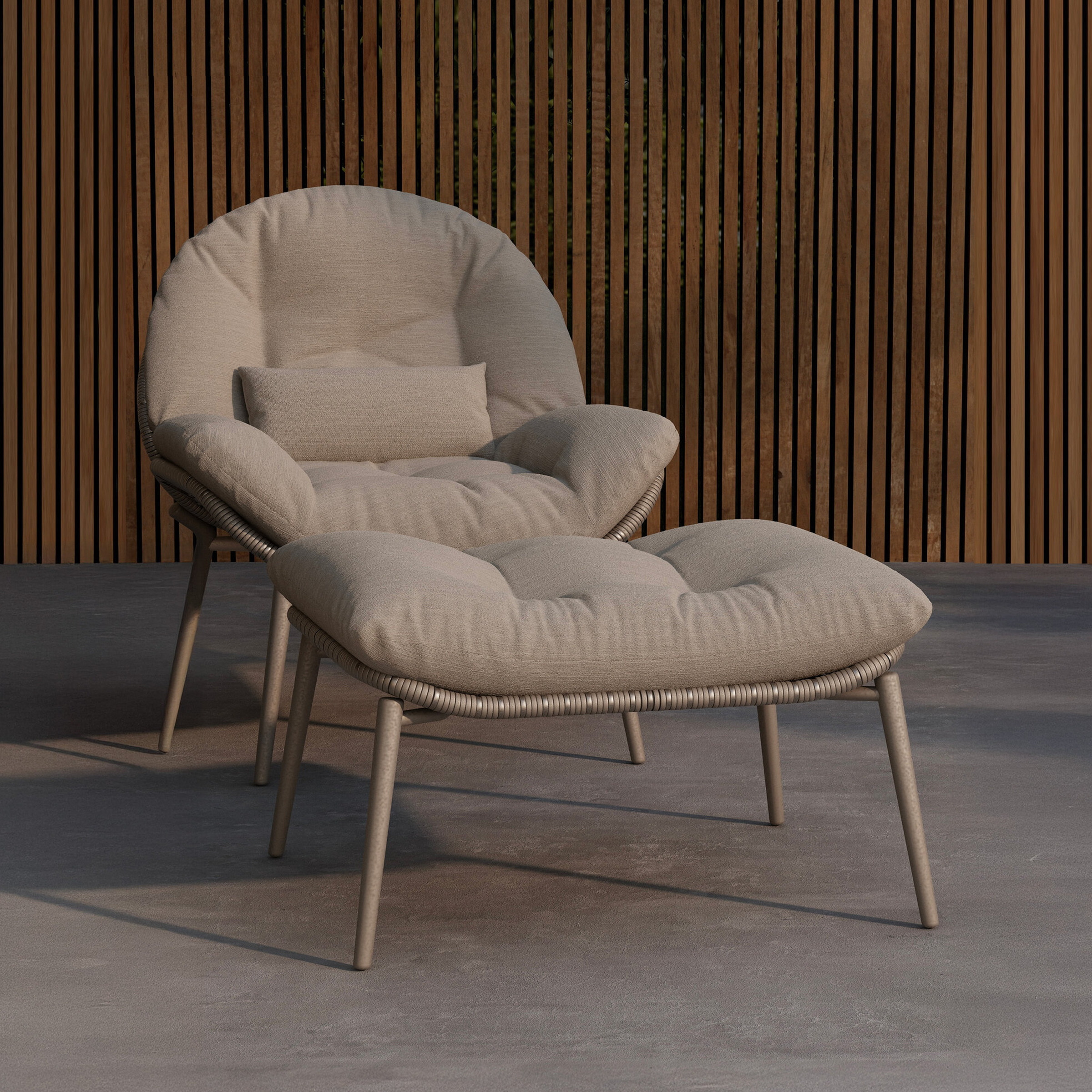 Nohr Outdoor Loungestoel Laurissa Met hocker - Beige