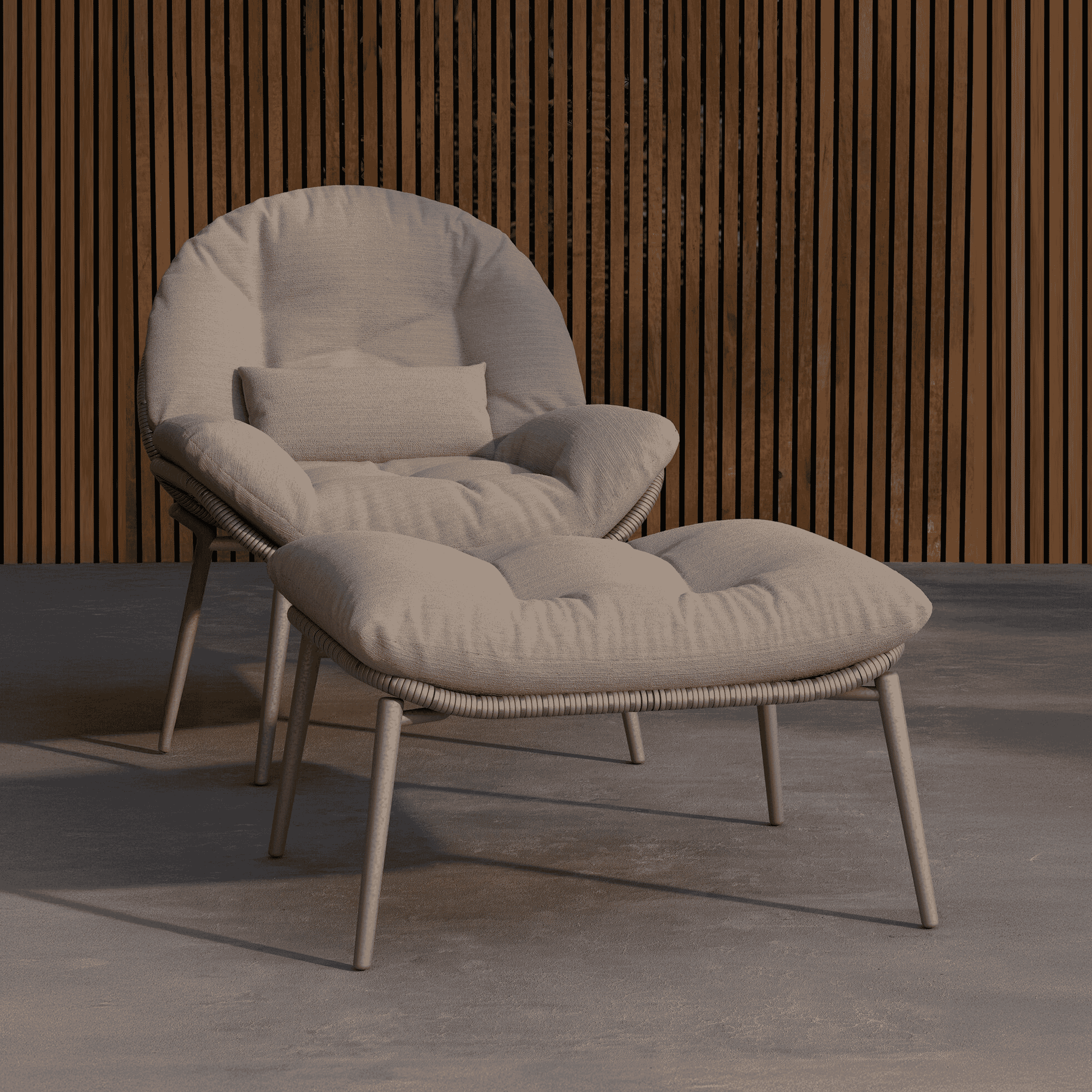 Nohr Outdoor Loungestoel 'Laurissa' Met hocker, kleur Beige