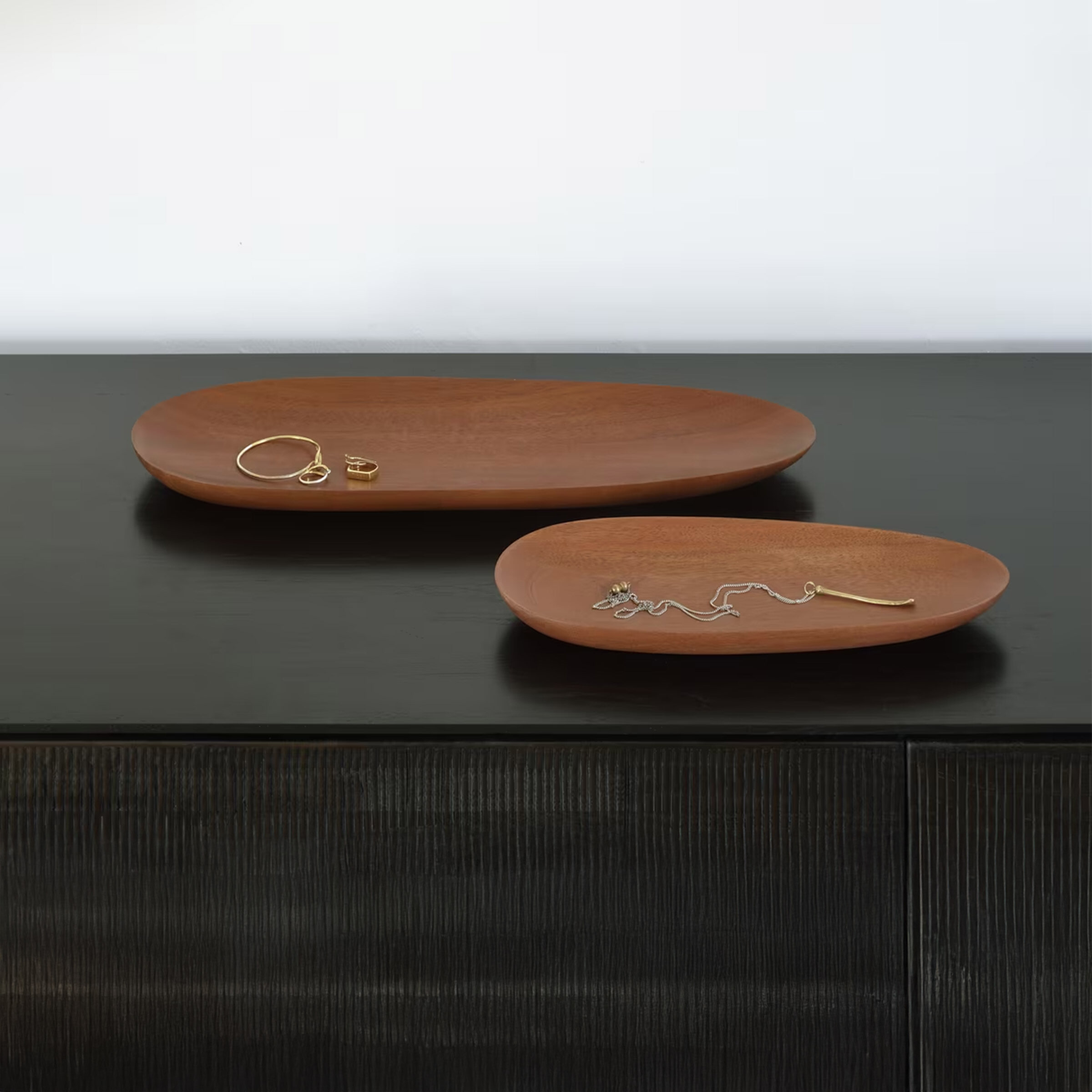 Ethnicraft Ovale Schaal 'Thin Oval' Hout, Set van 2 stuks