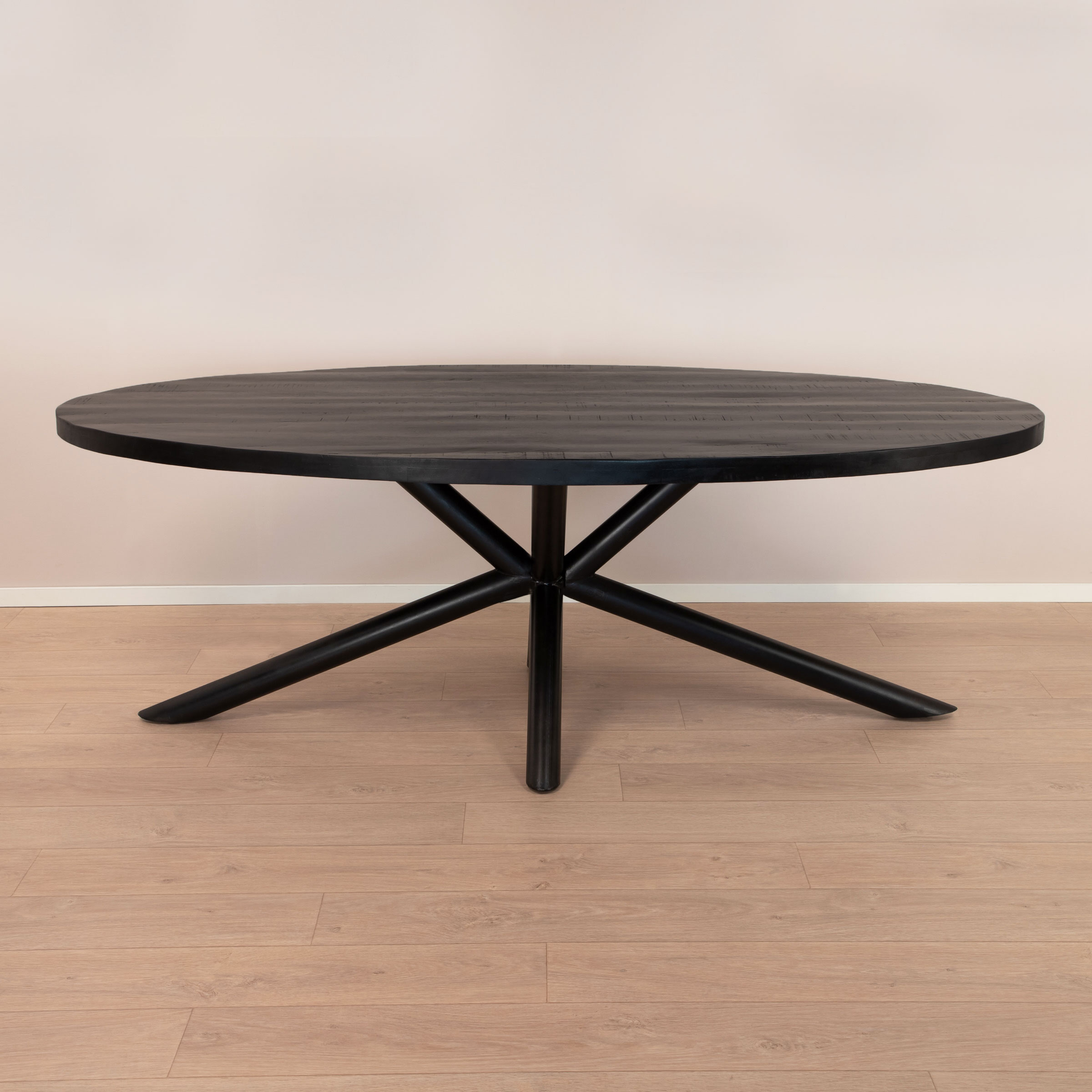 Sohome Ovale Eettafel 'Joshua' Mangohout, 200 x 100cm, kleur Zwart