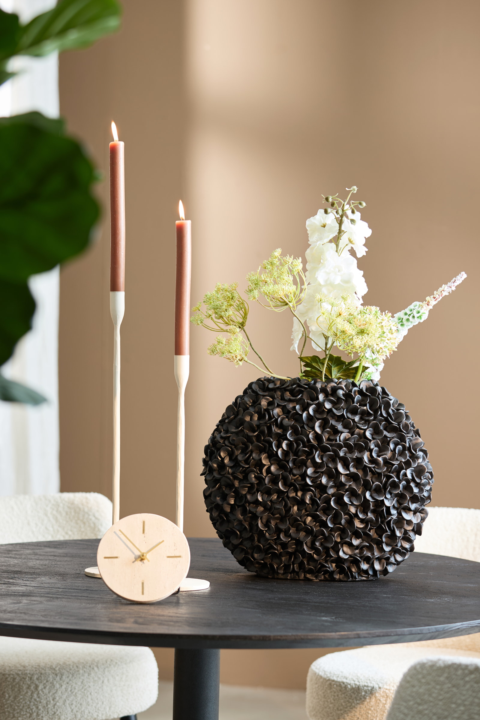 Light & Living Vaas 'Phylia' 39cm, kleur Mat Zwart