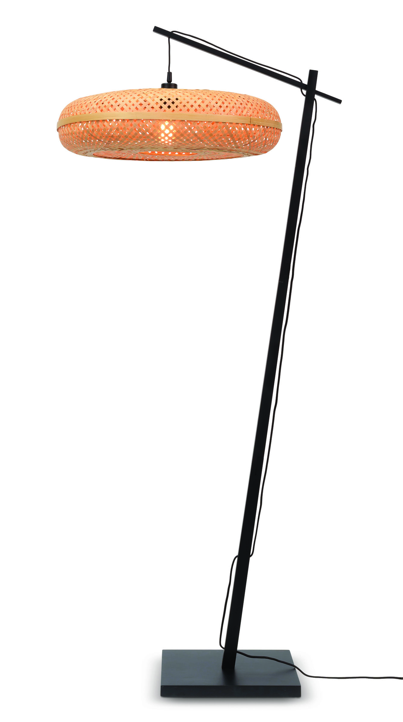 GOOD&MOJO Vloerlamp 'Palawan' Bamboe, 176cm, kleur Zwart/Naturel