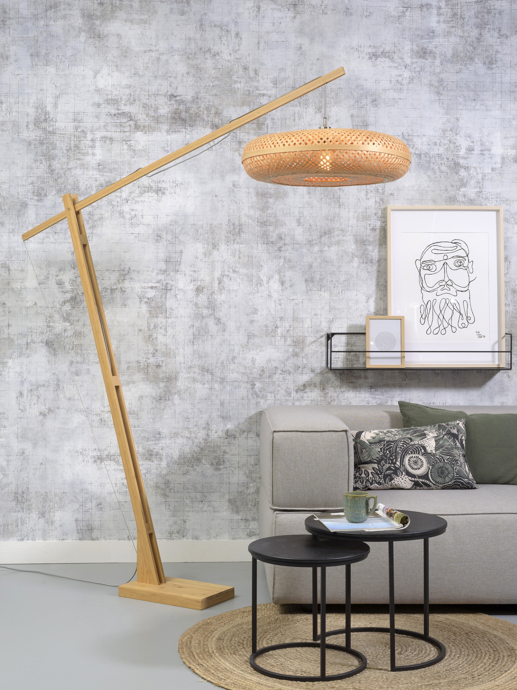 GOOD&MOJO Vloerlamp 'Palawan' Bamboe, 207cm, kleur Naturel