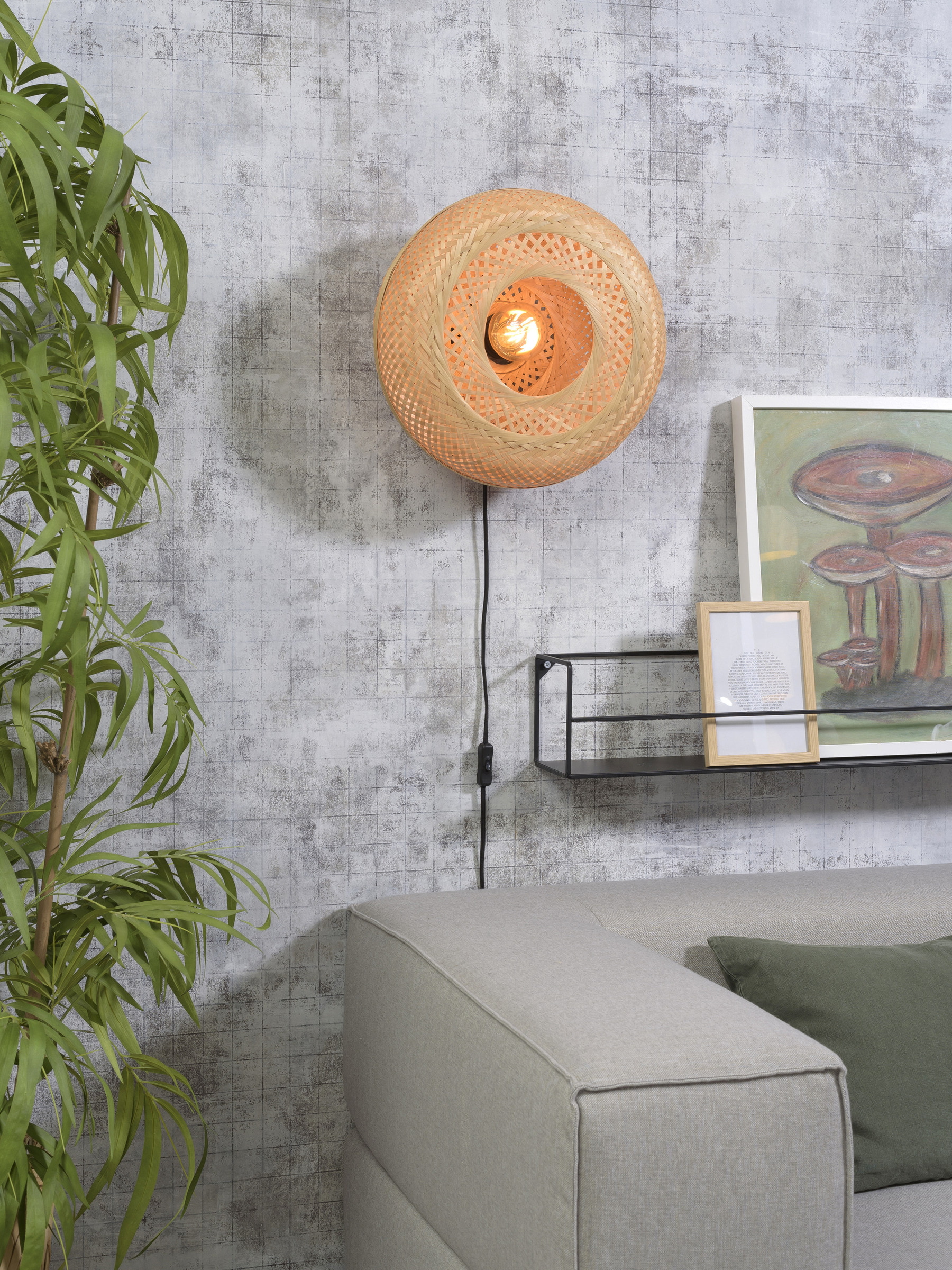 GOOD&MOJO Wandlamp 'Palawan' 40cm, Bamboe, kleur Naturel