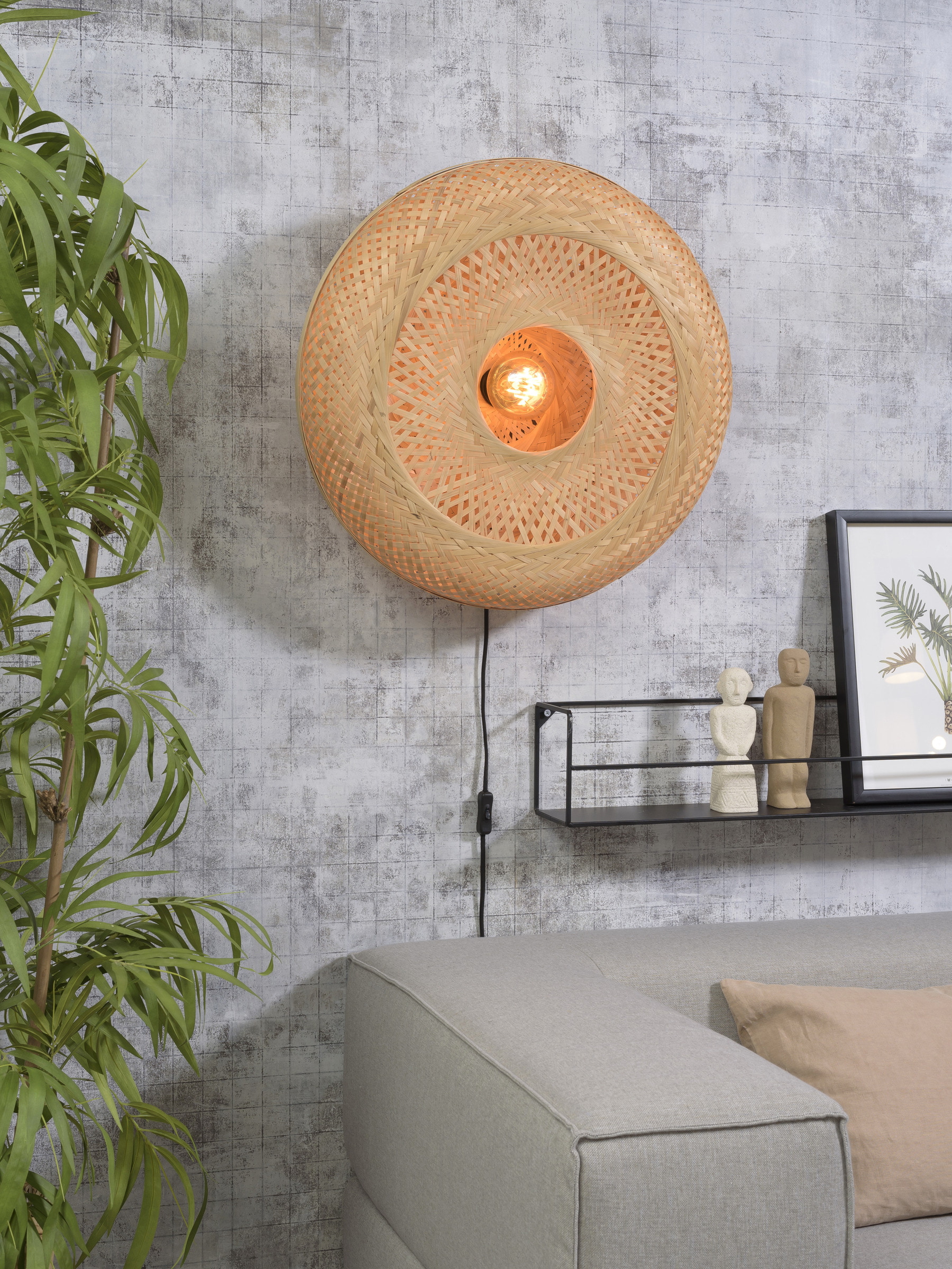 GOOD&MOJO Wandlamp 'Palawan' 60cm, Bamboe, kleur Naturel