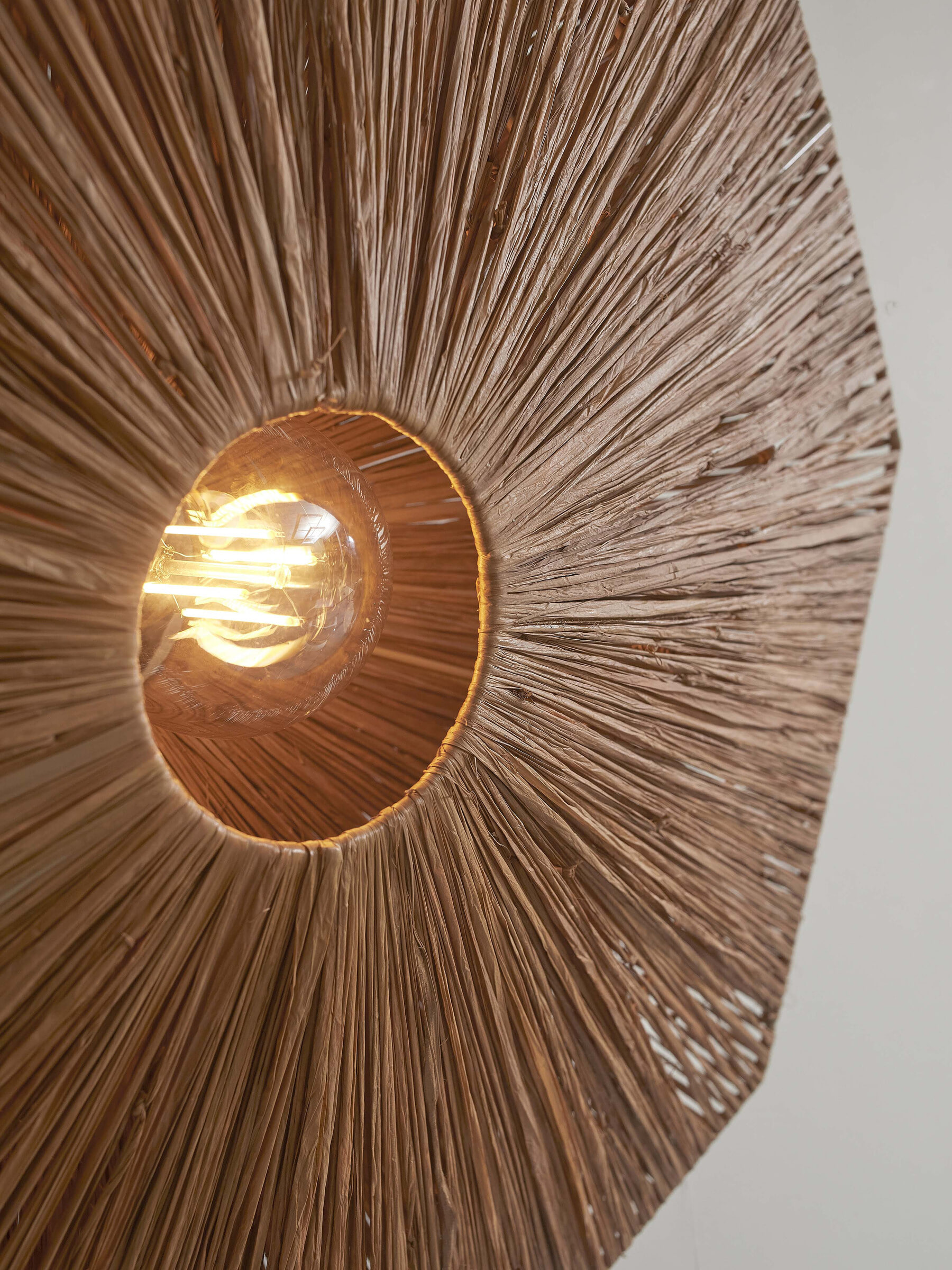 GOOD&MOJO Plafondlamp 'Panama' Raffia, 45cm, kleur Bruin