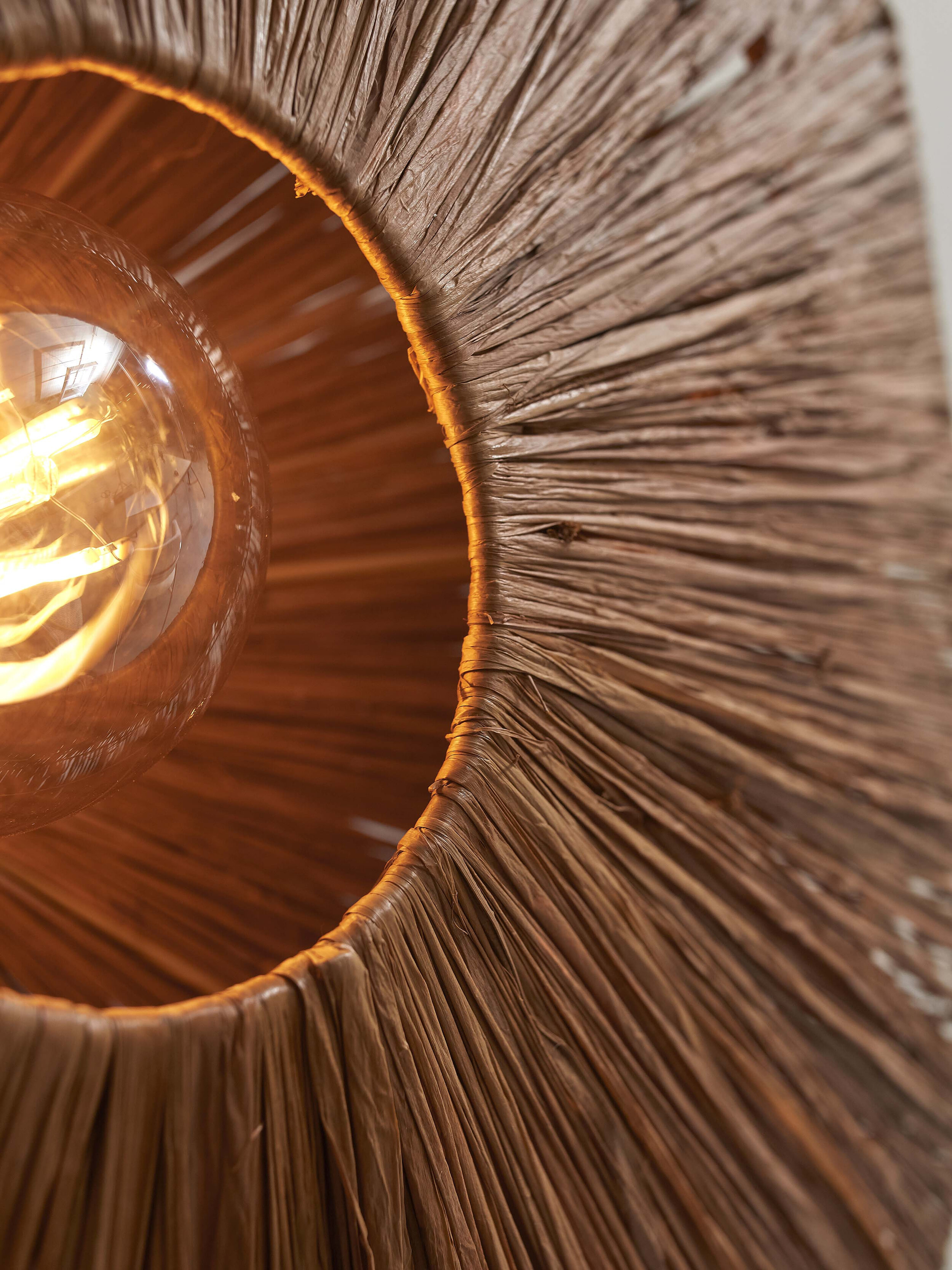 GOOD&MOJO Plafondlamp 'Panama' Raffia, 45cm, kleur Bruin