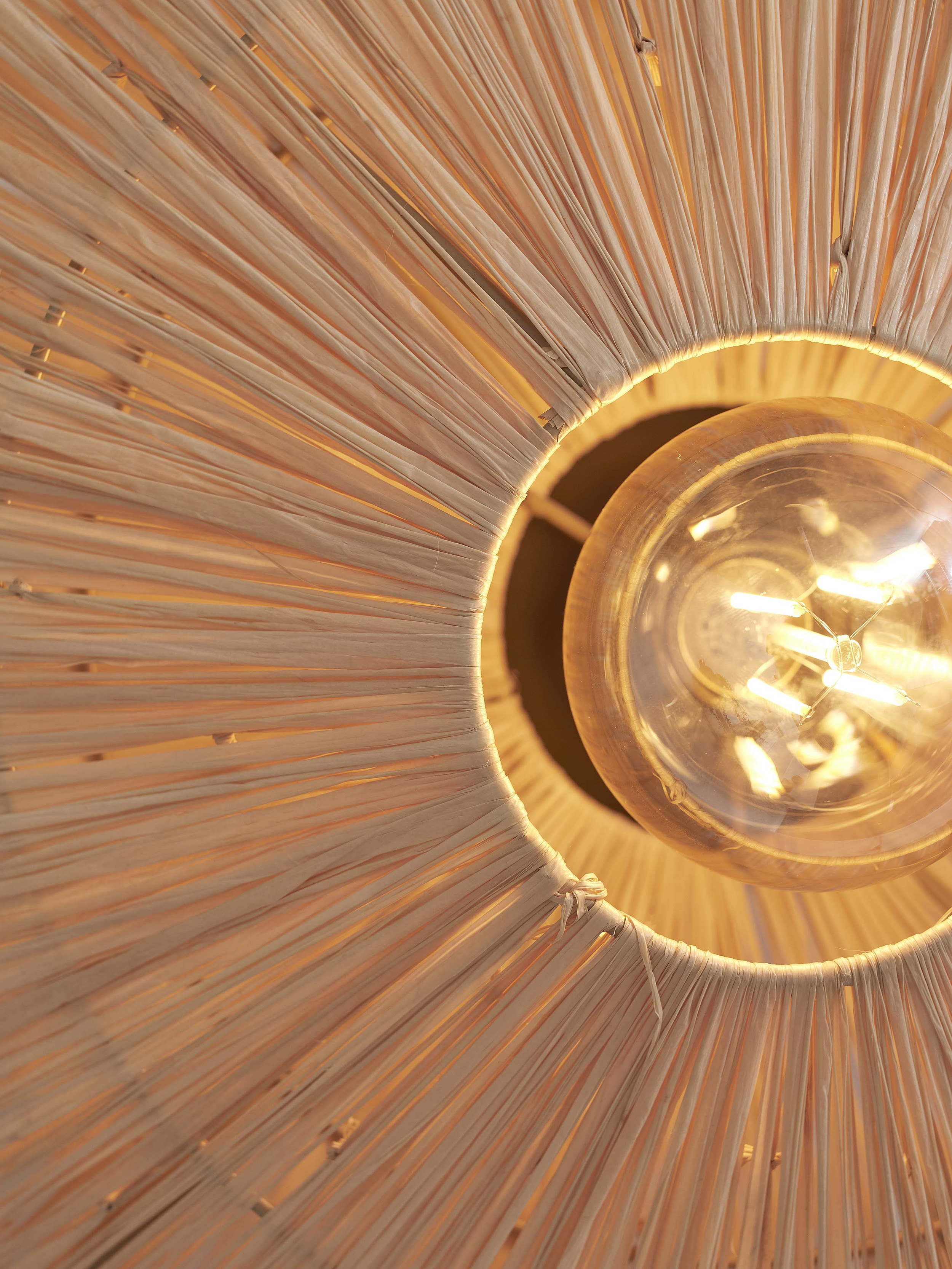 GOOD&MOJO Plafondlamp 'Panama' Raffia, 45cm, kleur Naturel