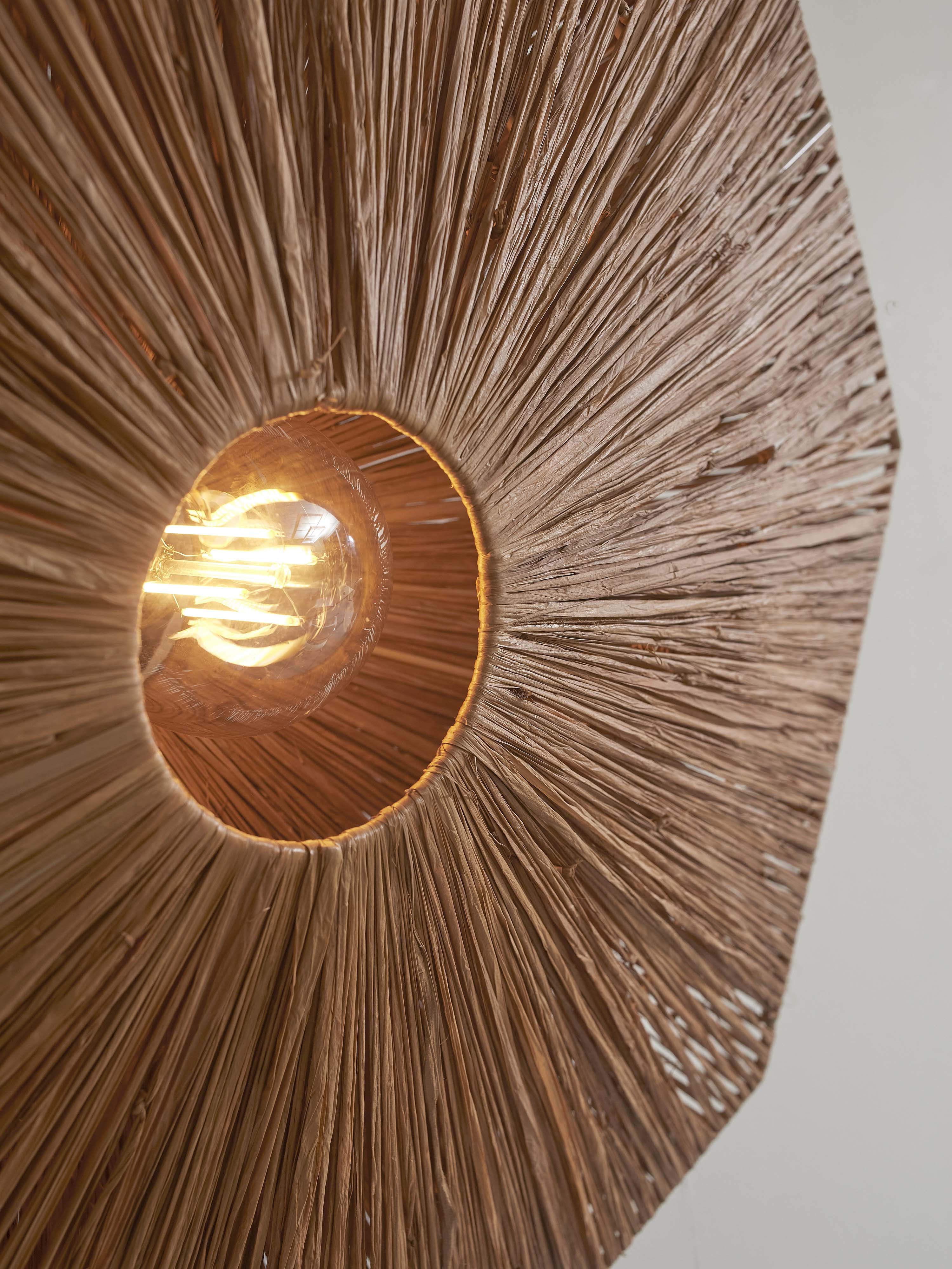 GOOD&MOJO Plafondlamp 'Panama' Raffia, 65cm, kleur Bruin
