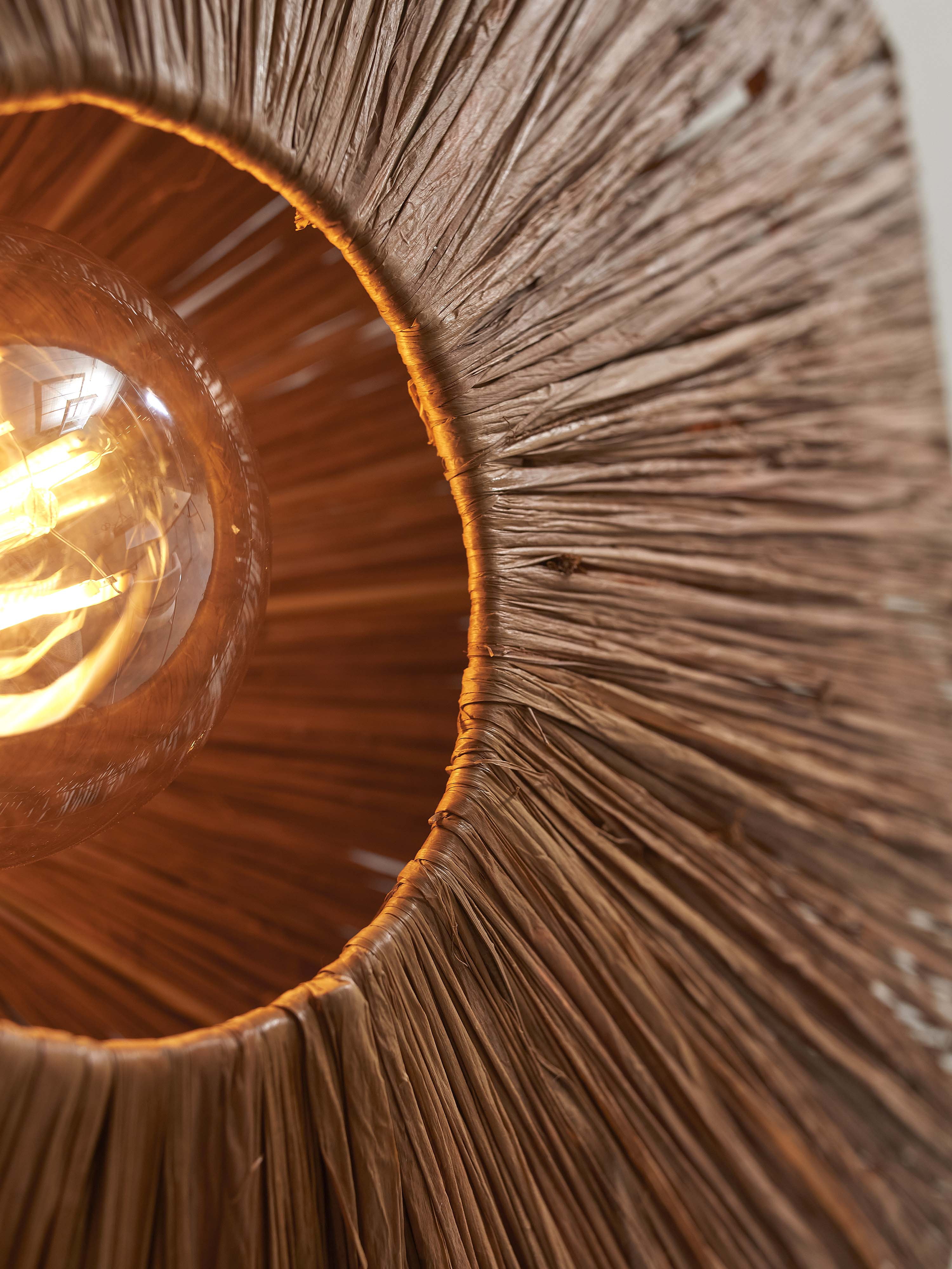 GOOD&MOJO Plafondlamp 'Panama' Raffia, 65cm, kleur Bruin