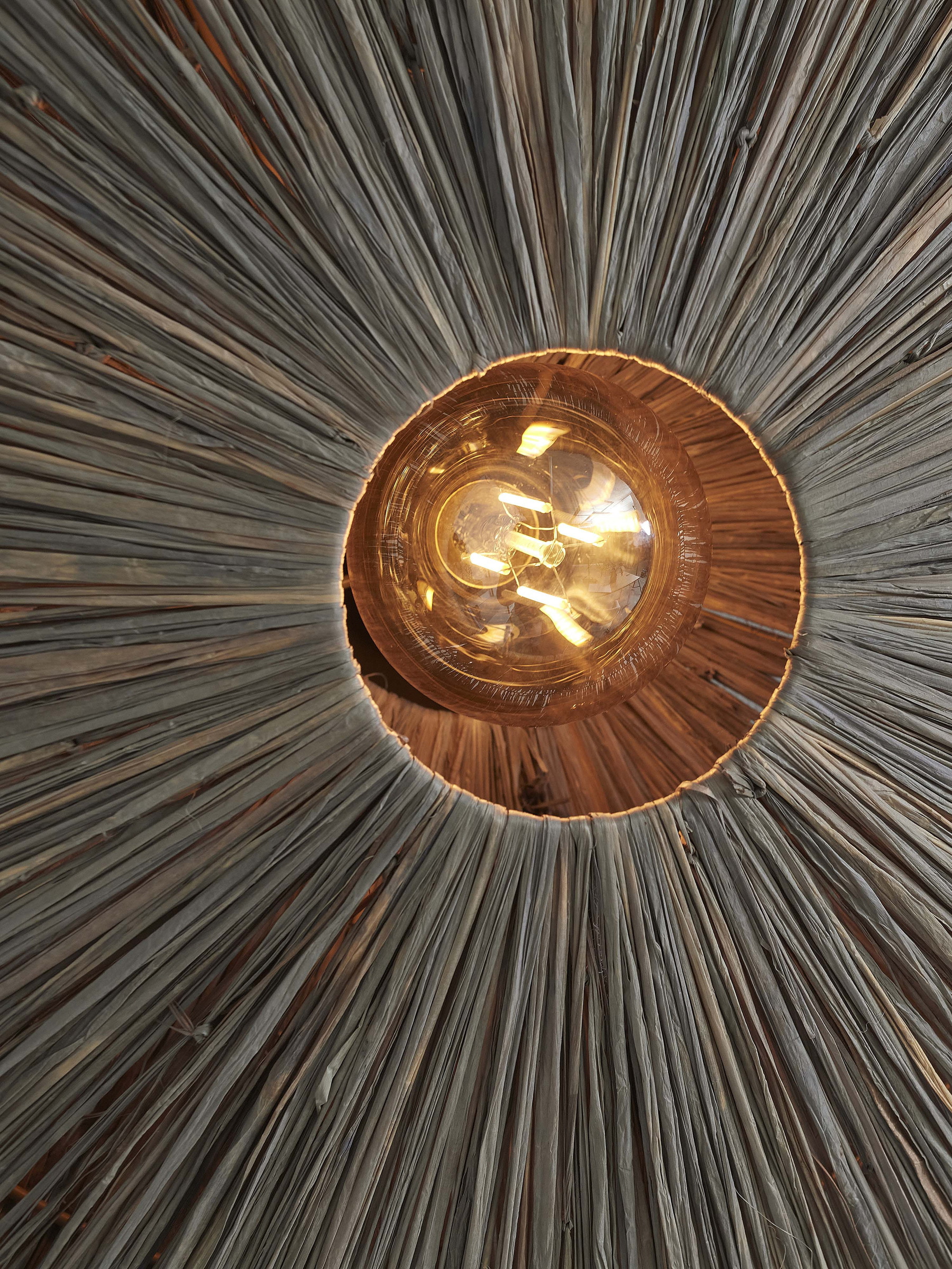 GOOD&MOJO Plafondlamp 'Panama' Raffia, 65cm, kleur Grijs