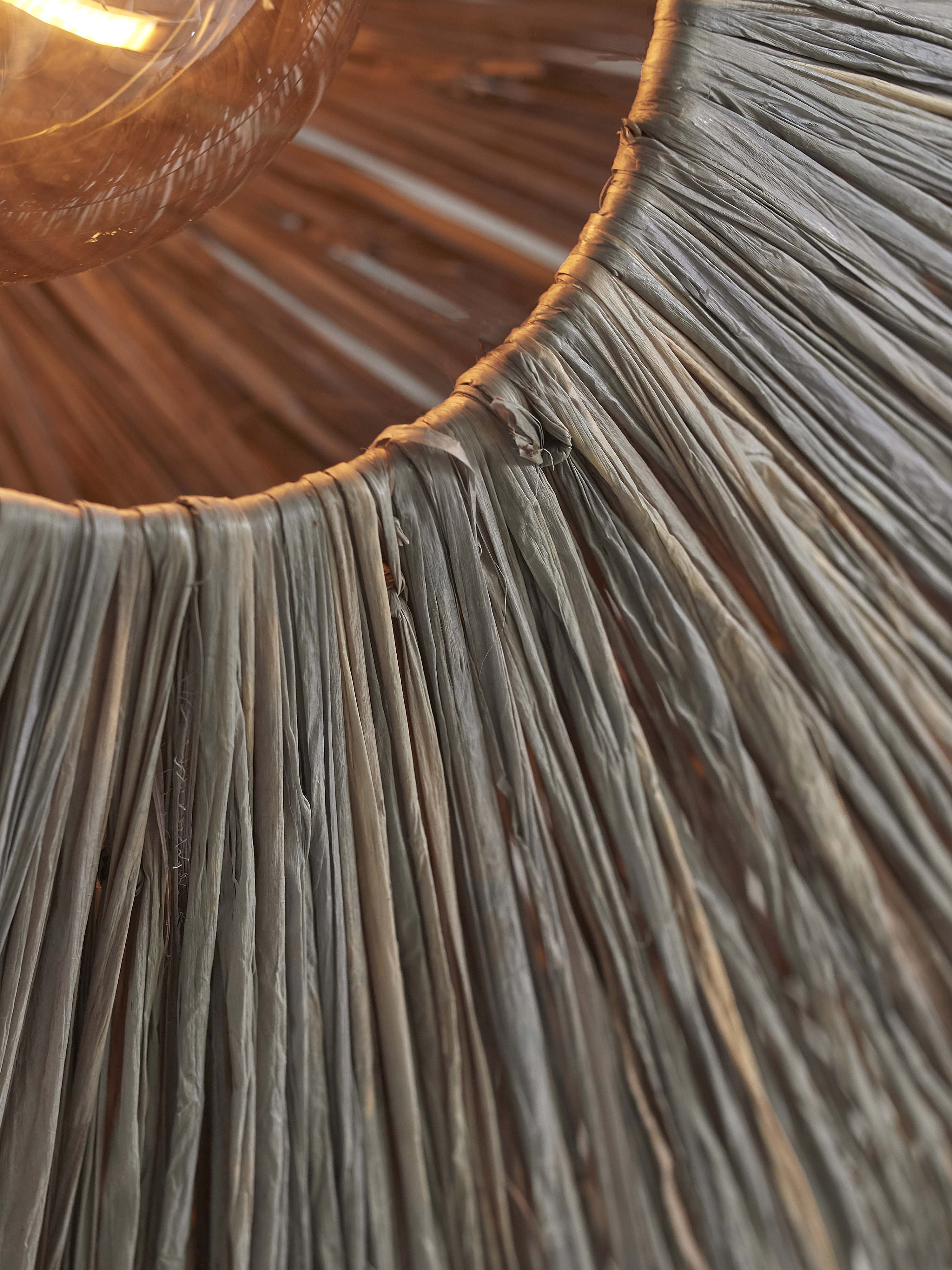 GOOD&MOJO Plafondlamp 'Panama' Raffia, 65cm, kleur Grijs