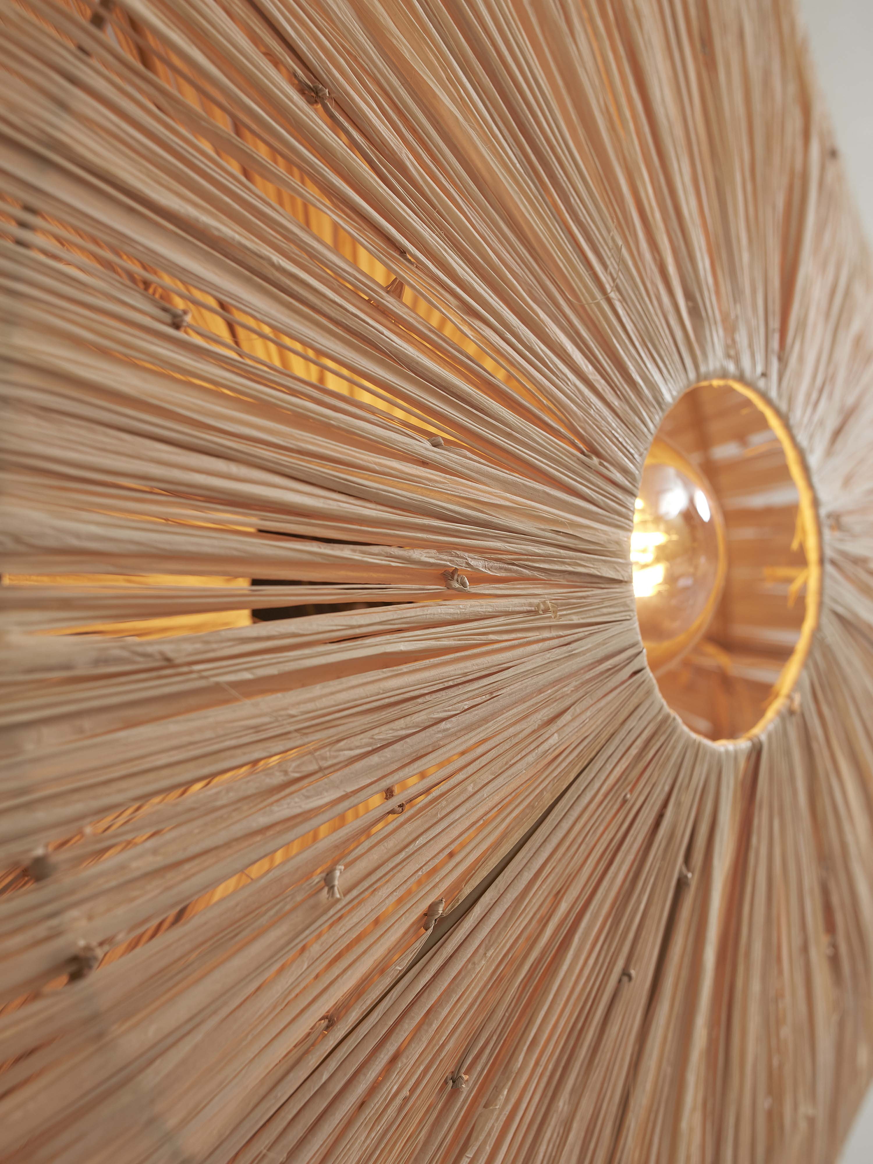 GOOD&MOJO Plafondlamp 'Panama' Raffia, 65cm, kleur Naturel