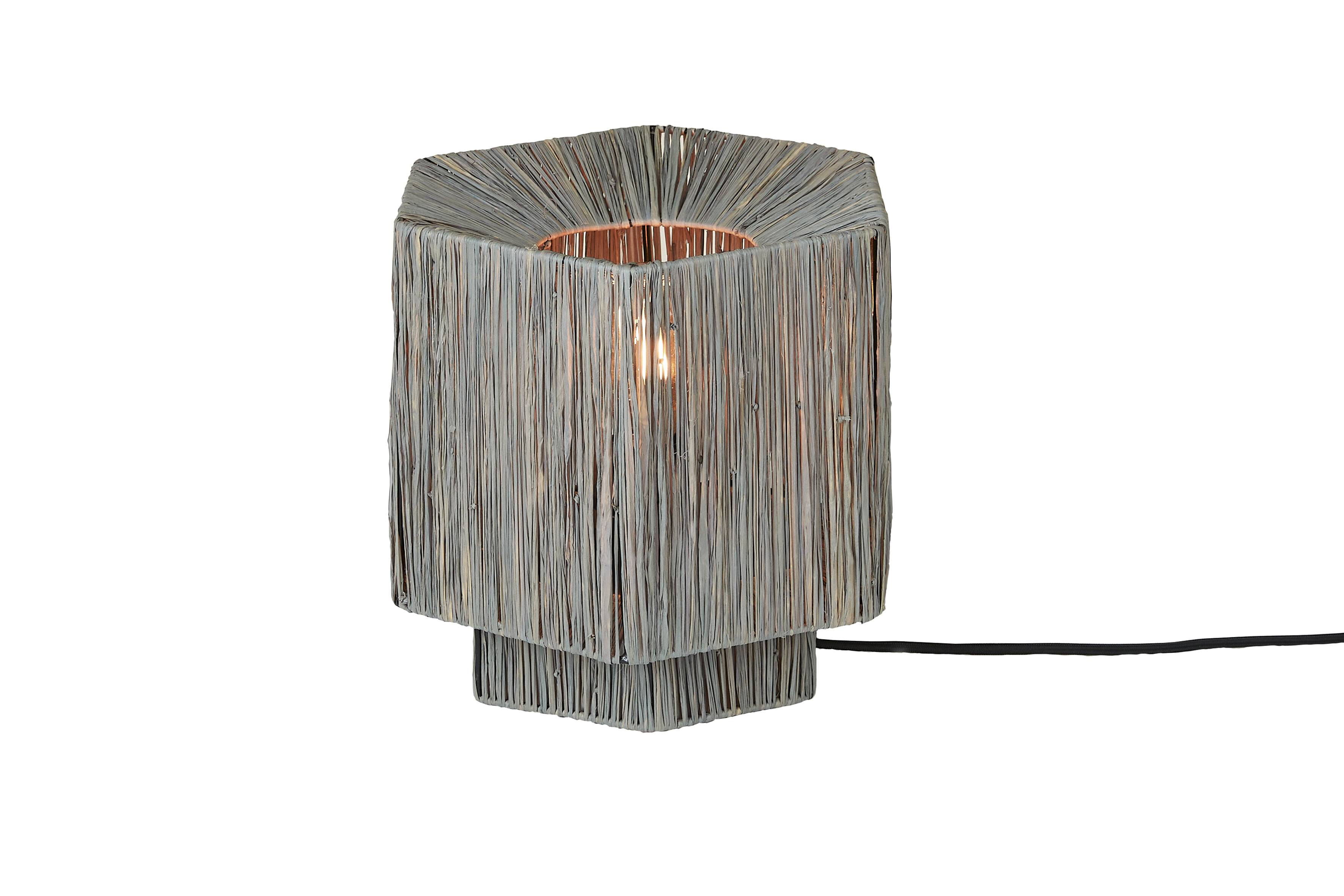 GOOD&MOJO Tafellamp 'Panama' Raffia, 26cm, kleur Grijs