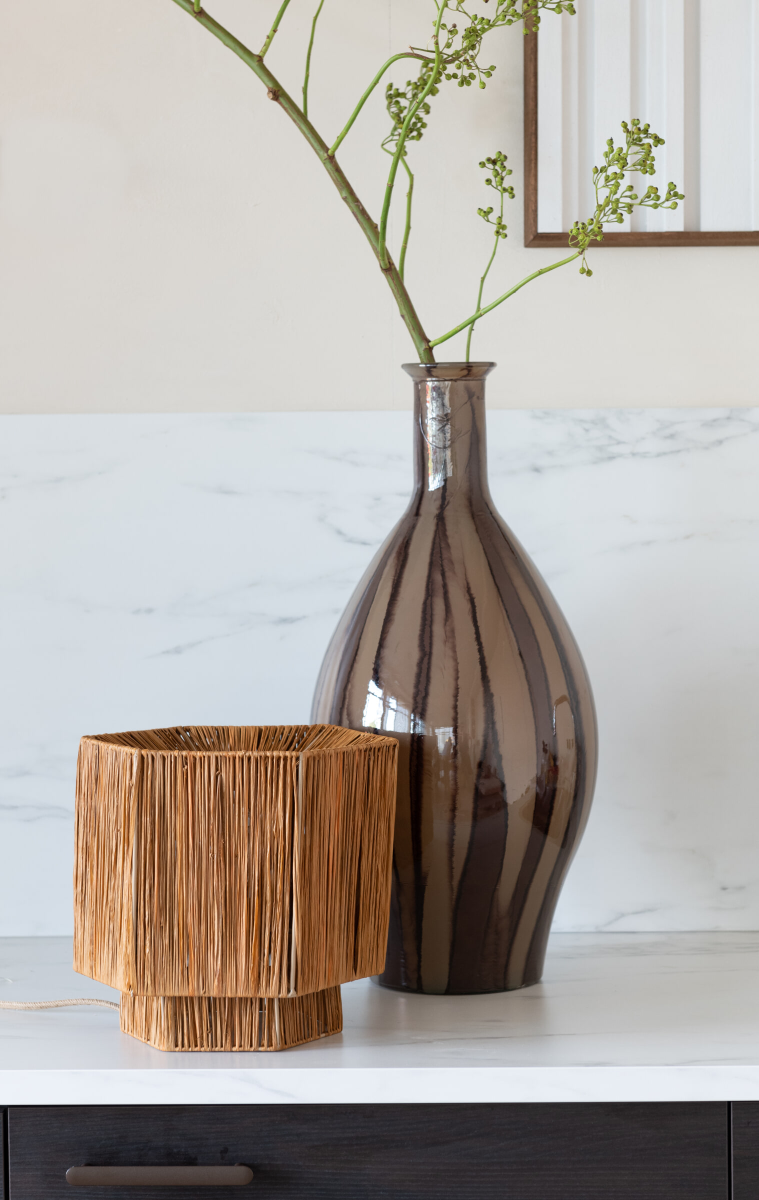 GOOD&MOJO Tafellamp 'Panama' Raffia, 26cm, kleur Bruin