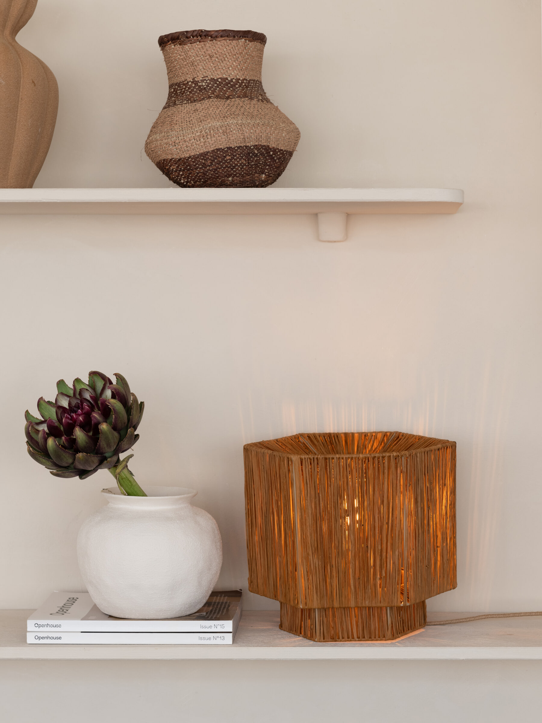 GOOD&MOJO Tafellamp 'Panama' Raffia, 26cm, kleur Bruin