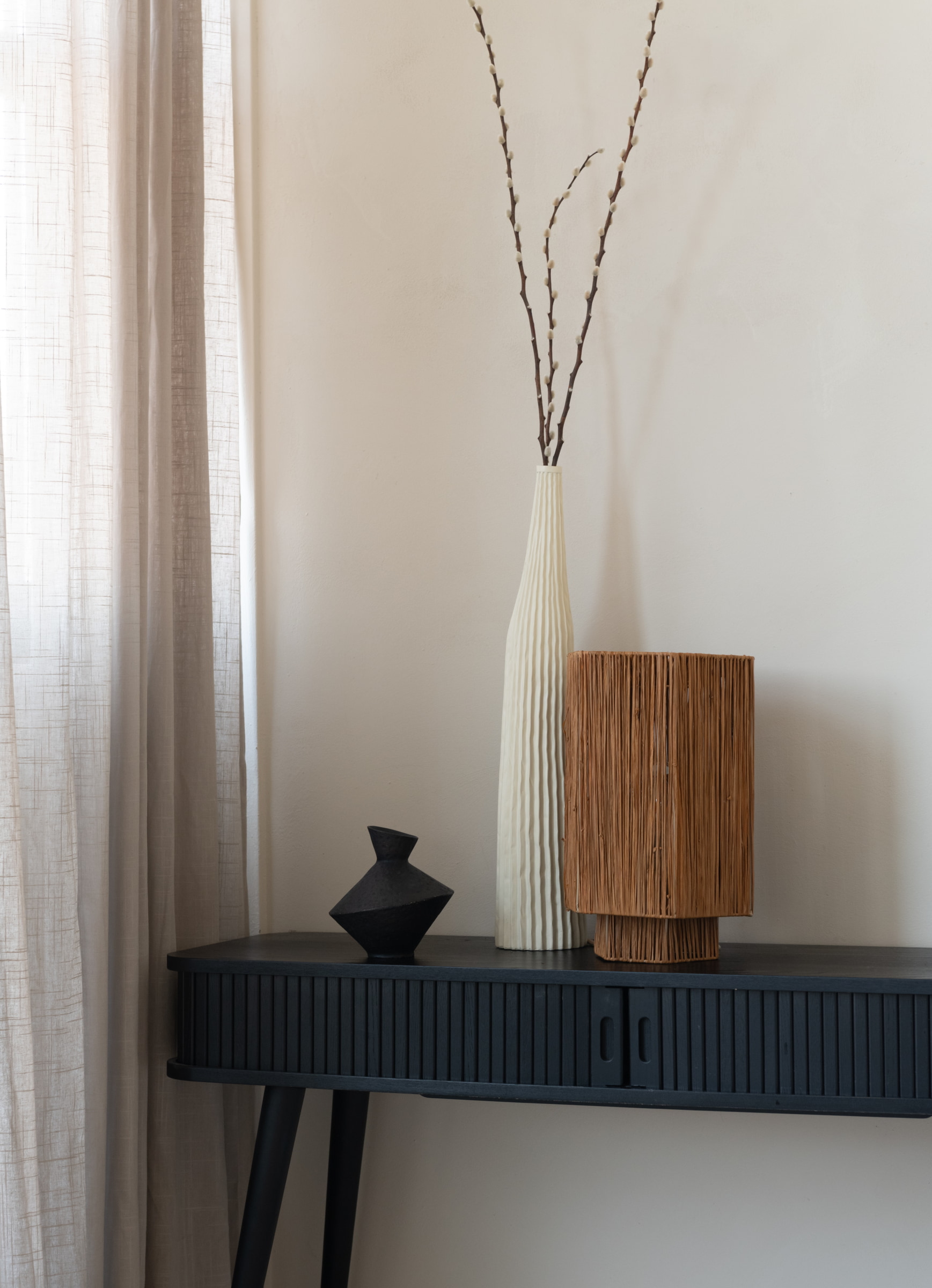GOOD&MOJO Tafellamp 'Panama' Raffia, 36cm, kleur Bruin