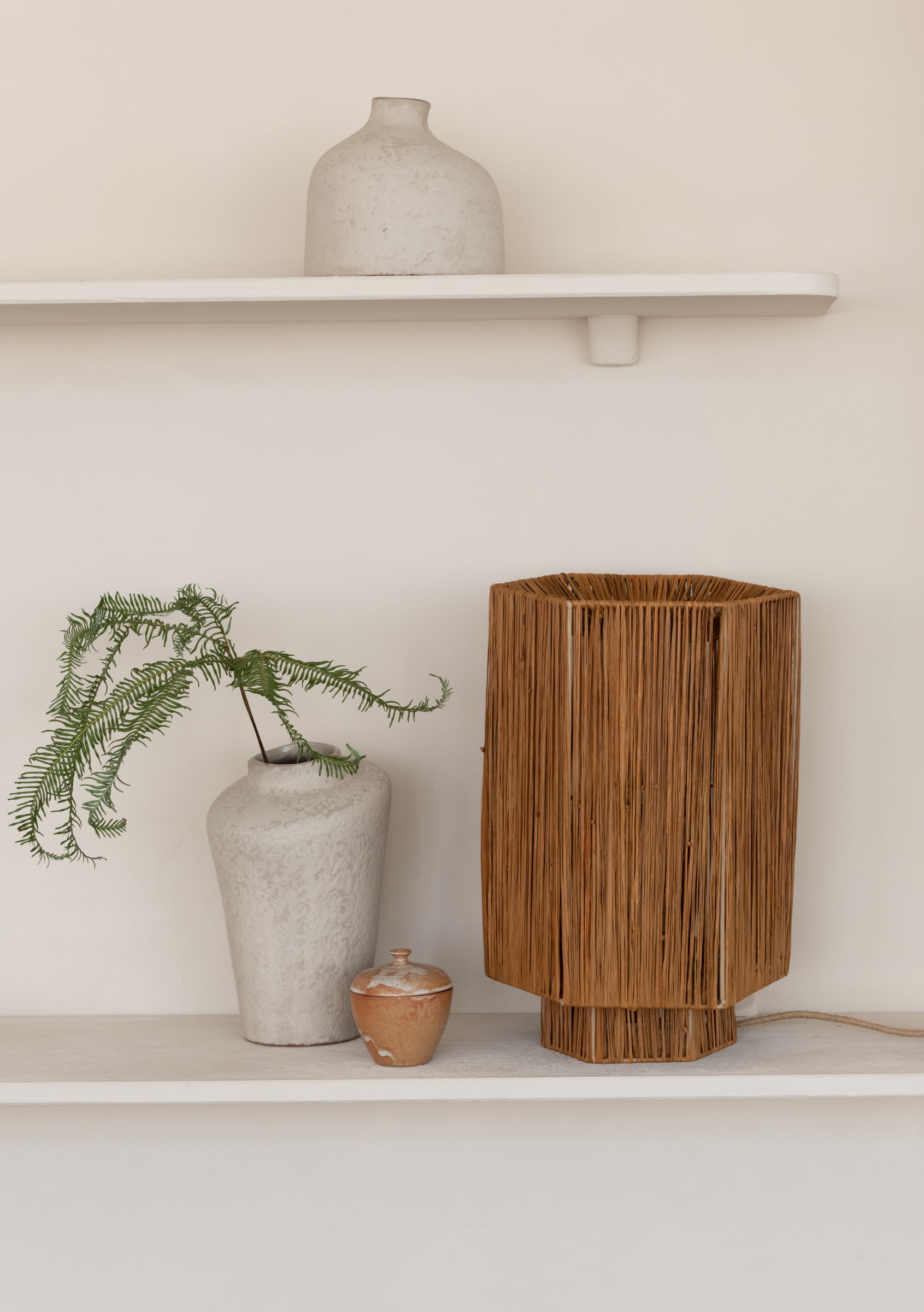 GOOD&MOJO Tafellamp 'Panama' Raffia, 36cm, kleur Bruin