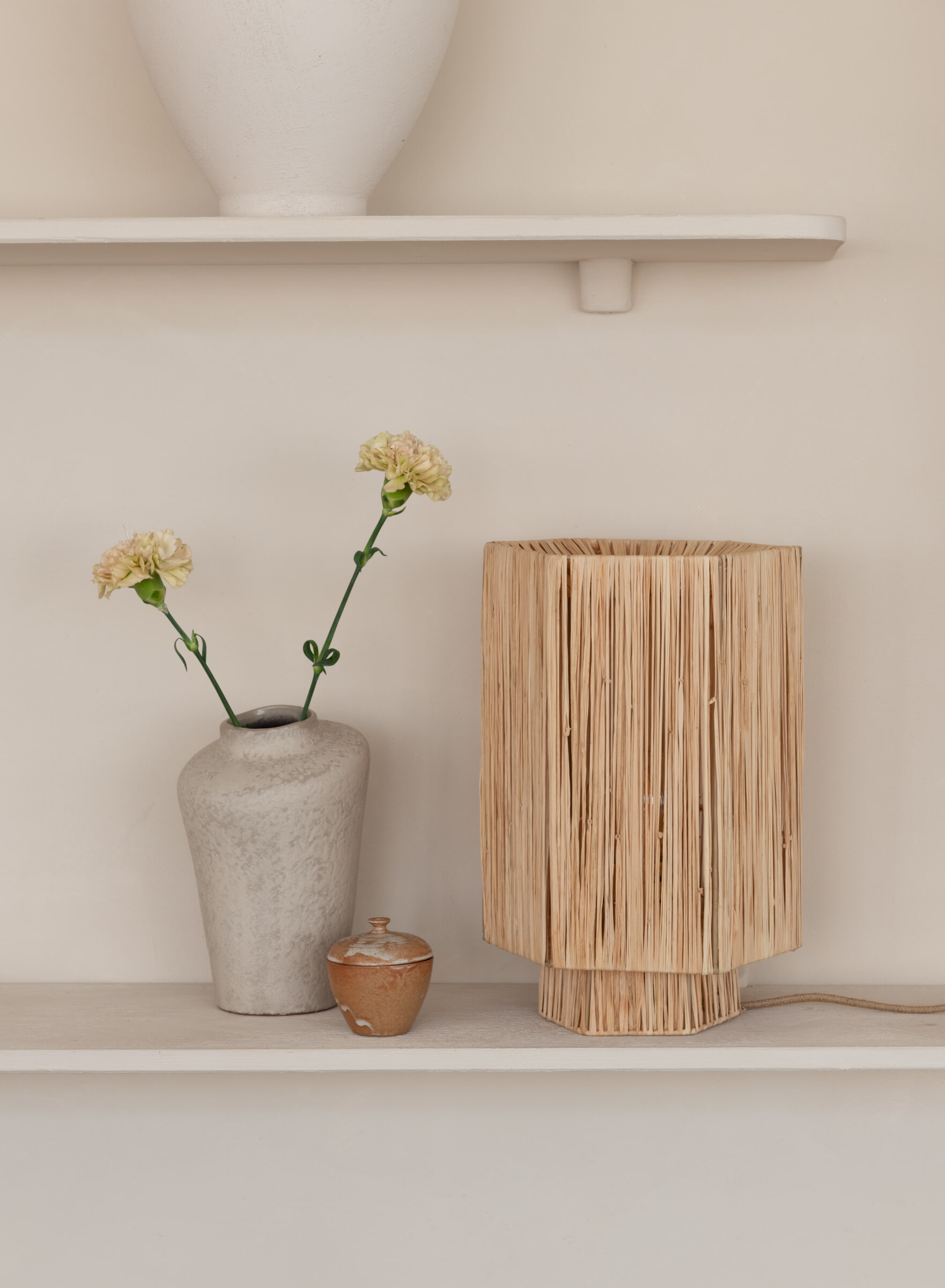 GOOD&MOJO Tafellamp 'Panama' Raffia, 36cm, kleur Naturel