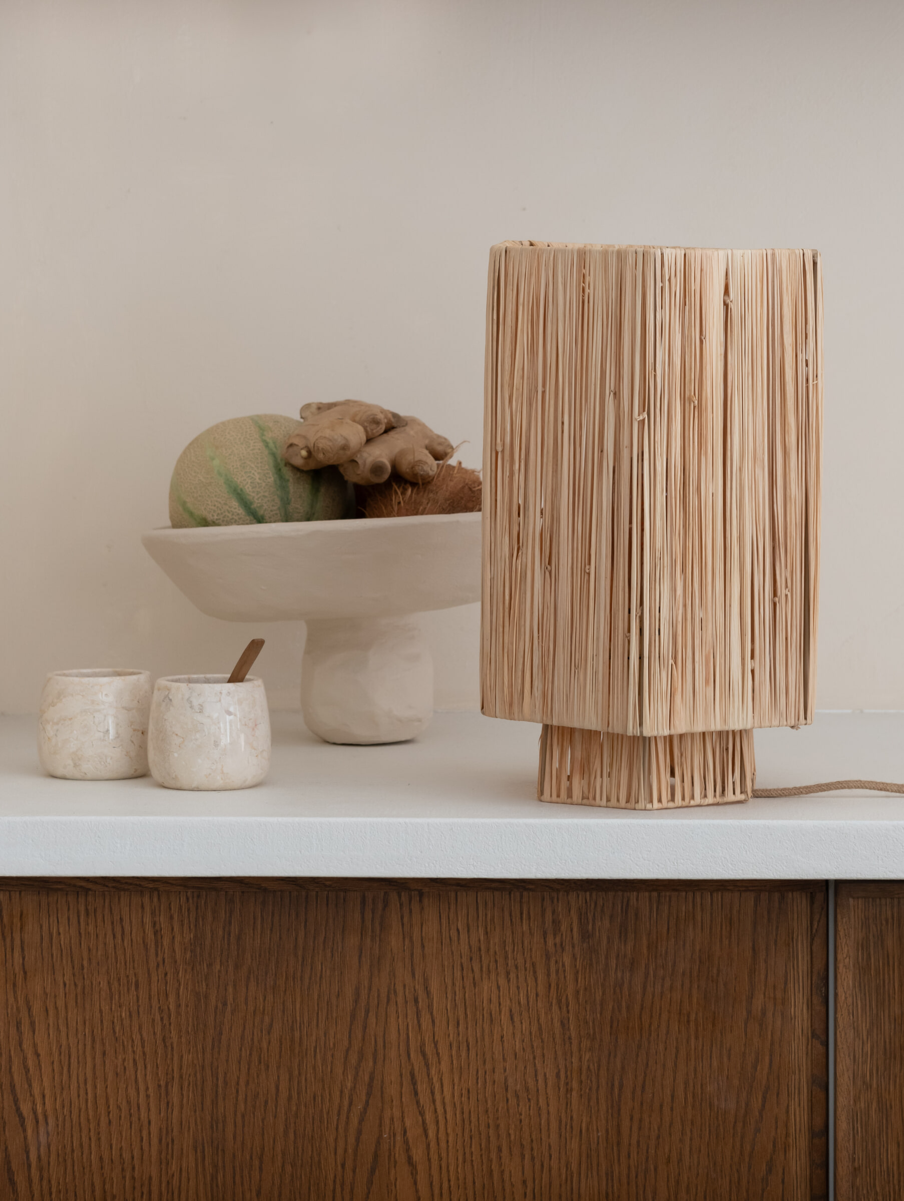 GOOD&MOJO Tafellamp 'Panama' Raffia, 36cm, kleur Naturel