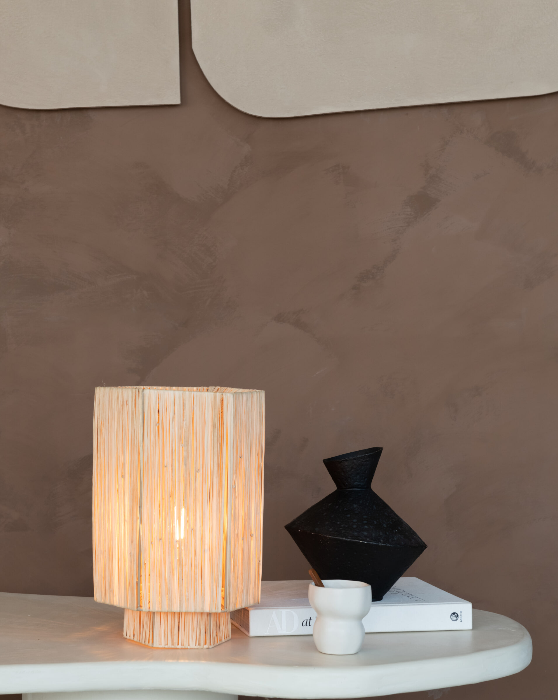 GOOD&MOJO Tafellamp 'Panama' Raffia, 36cm, kleur Naturel
