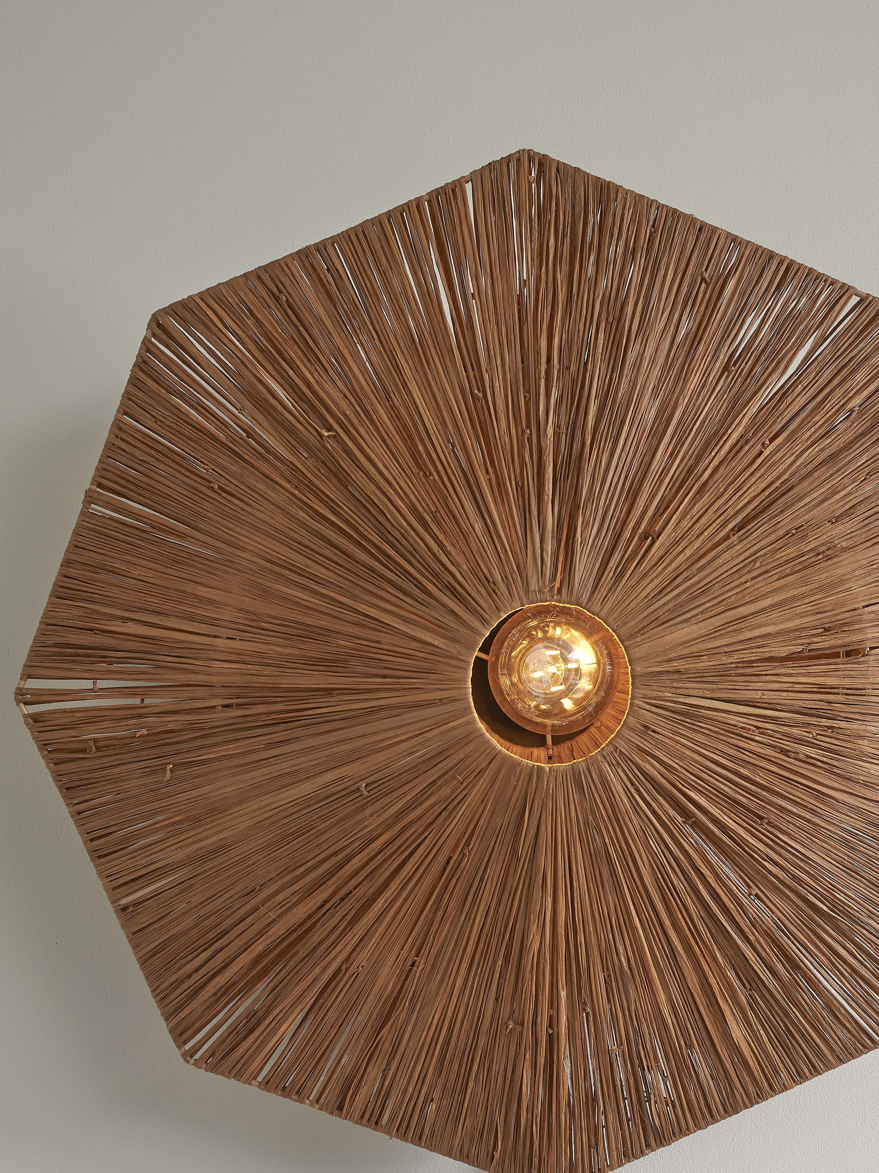 GOOD&MOJO Wandlamp 'Panama' Raffia, 65cm, kleur Bruin