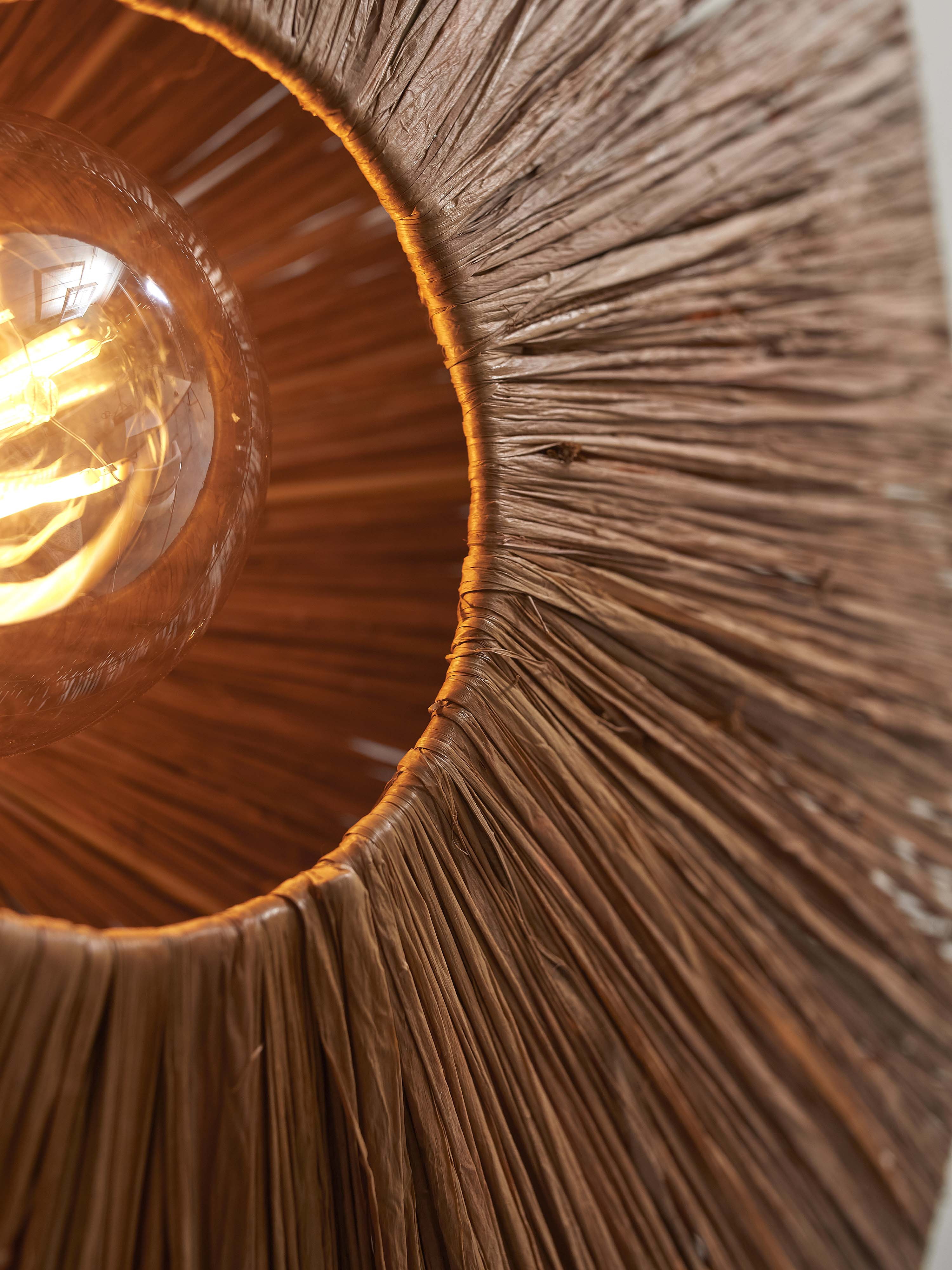 GOOD&MOJO Wandlamp 'Panama' Raffia, 65cm, kleur Bruin